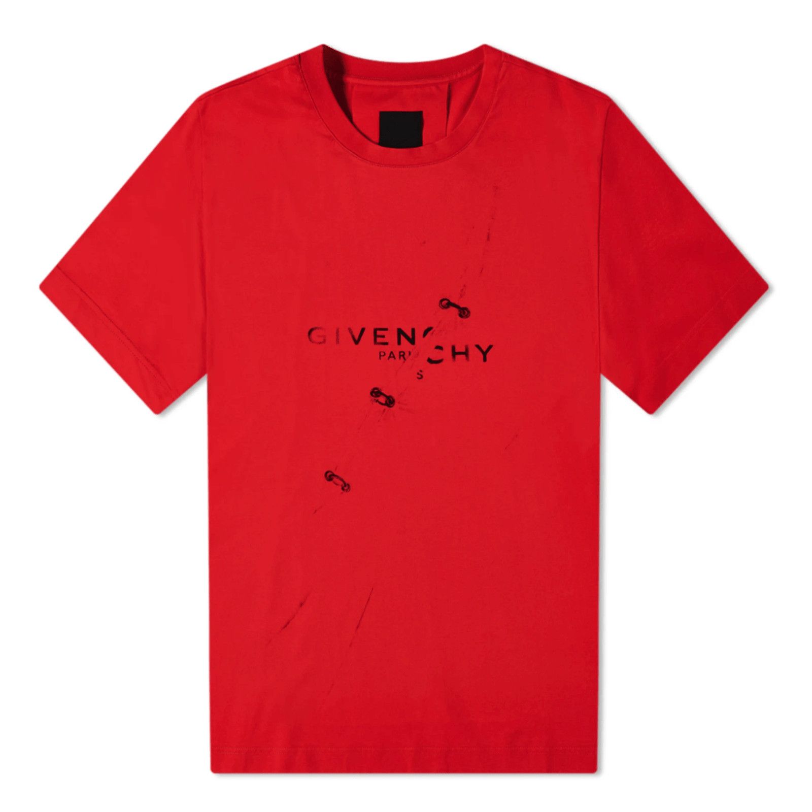 image of Givenchy Trompe L'oeil Logo Short Sleeve Tee Shirt Red, Men's (Size Small)