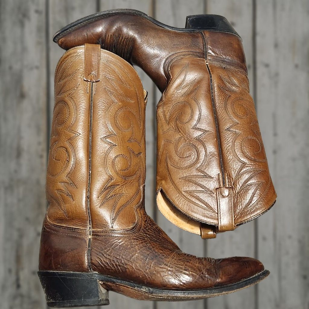 Vintage VINTAGE Acme Cowboy Boots Mens 11D Brown Western Leather Mid-Calf Adjustable Arch Support Cap Toe Boots Mens Size US 11 / EU 44 - 1 Thumbnail