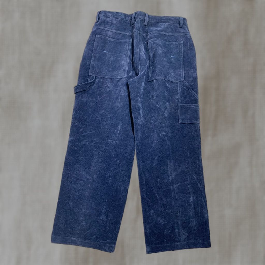 VINTAGE Koman Pants Mens 36x30 Blue Faux Suede Carpenter Wide Leg Baggy Cyber Gothic Skater Jeans