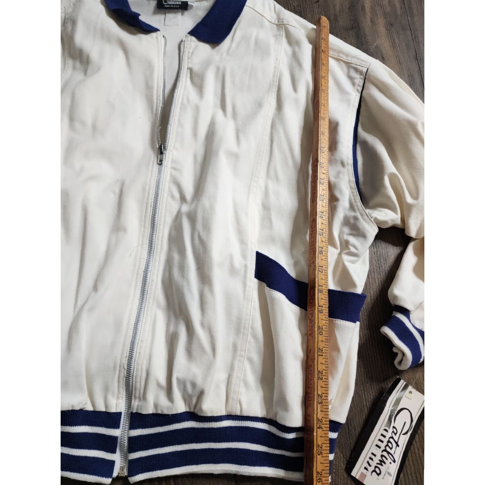 Catalina VINTAGE Catalina Jacket Woman's 24W Cotton Blend Plus Ivory 1980s Bomber Sailing Boating Classic Shirt/Outerwear Mens? Size 4XL / US 24-26 - 5 Thumbnail