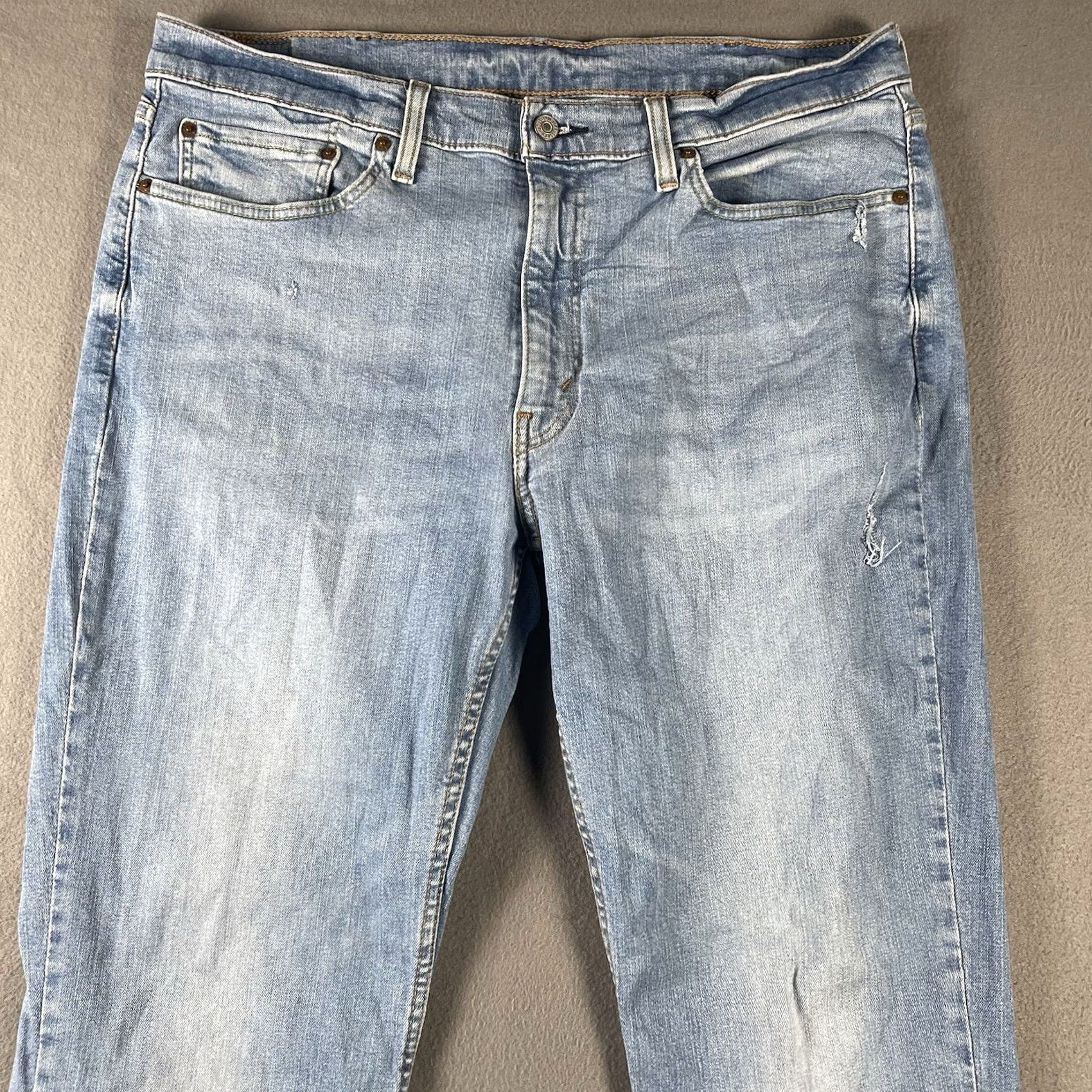Levi's Levi's 514 Jeans Men 38X32 Light Blue Wash Distressed Straight Leg Regular Rise 5-Pocket Denim USA 90s Grunge Size US 38 / EU 54 - 2 Thumbnail