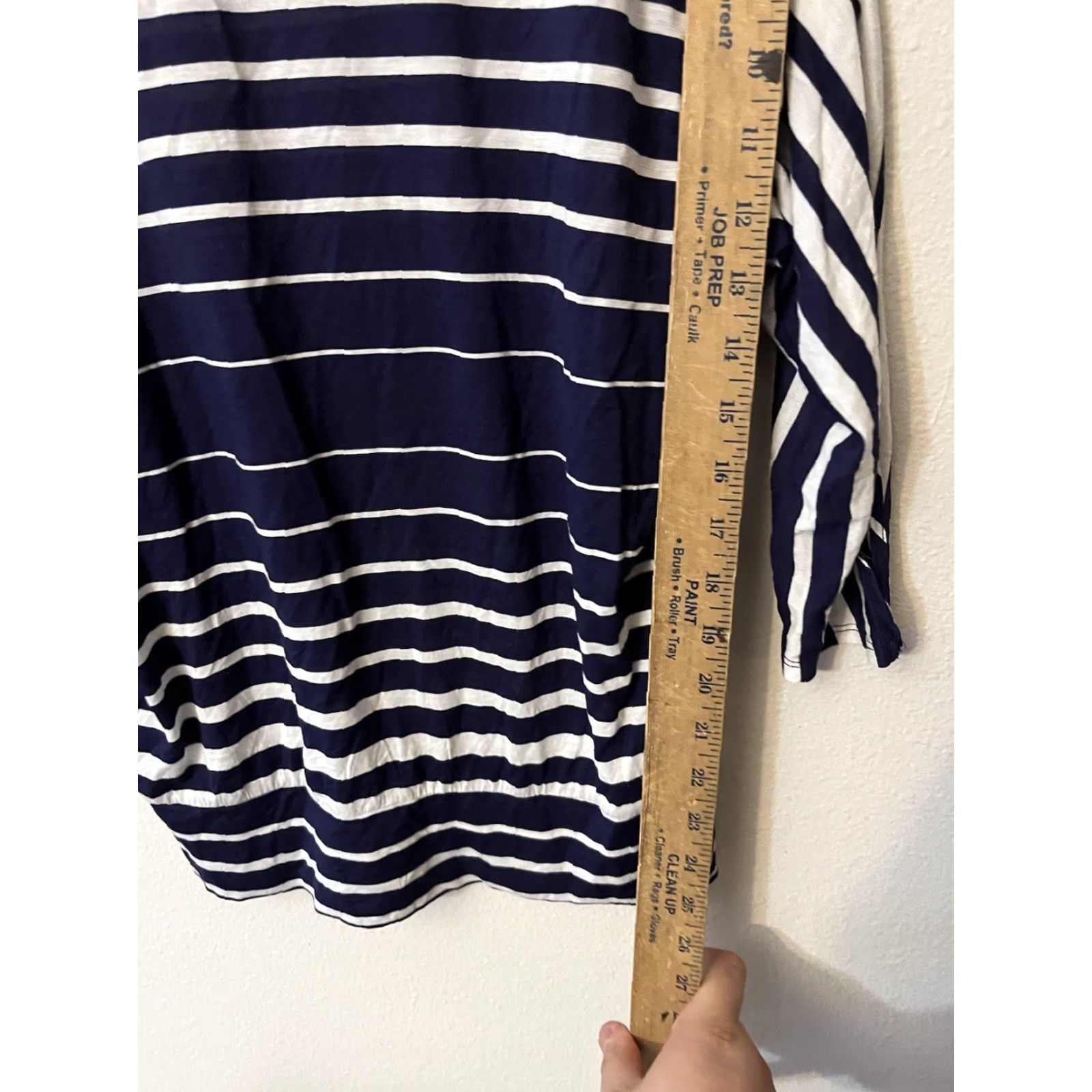 Vintage NY Collection Blue Stripe Cold Shoulder Blouse Tunic, Size Medium, Womens Size M / US 6-8 / IT 42-44 - 4 Thumbnail