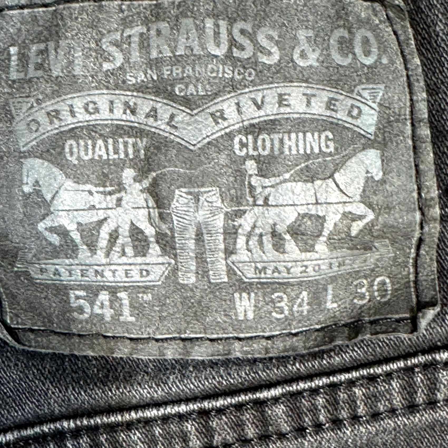Levi's Levi’s 541 Athletic Fit Jeans 34 x 30 Black Denim Mid Rise Zip Fly Mens Jeans Size US 34 / EU 50 - 6 Thumbnail