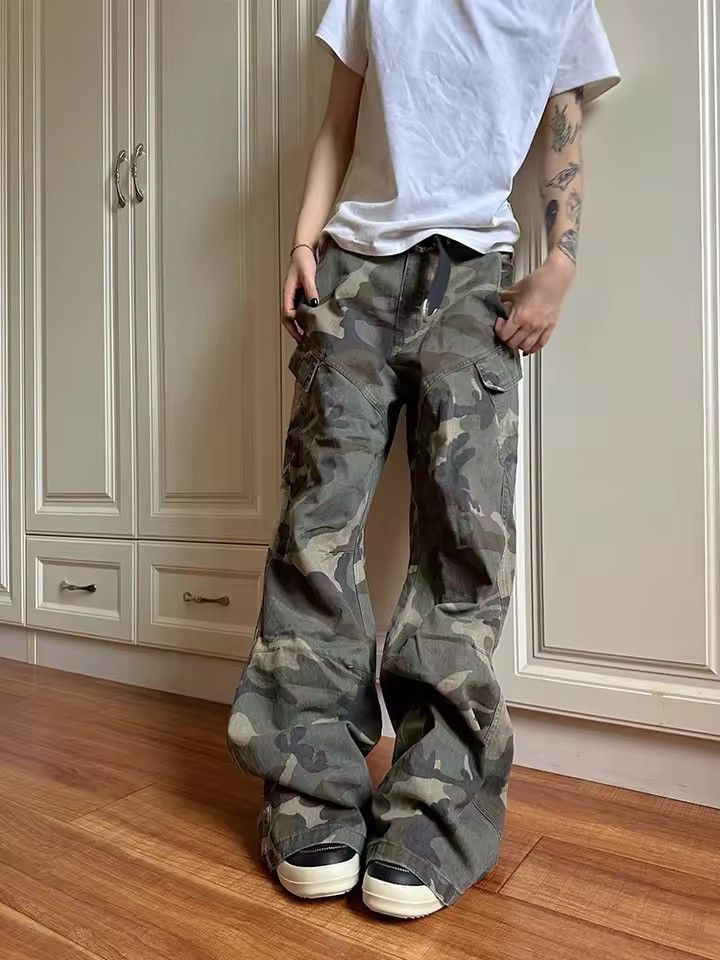Camo Cargo Pants - Baggy Barrel-Leg Utility Trousers