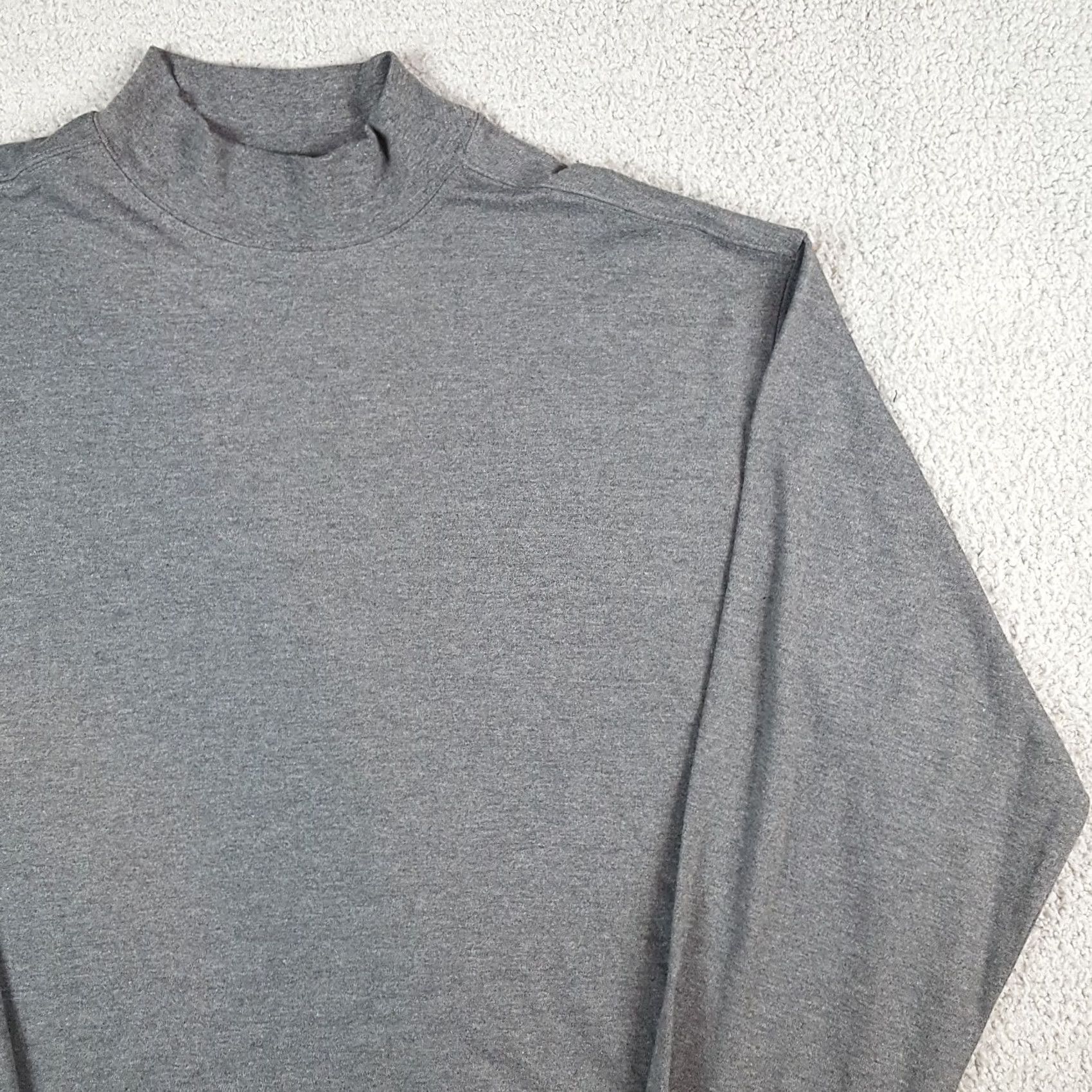 Vintage VINTAGE Glen Echo Gray Knit Mock Neck T-Shirt Men L Long Sleeve Casual Dress Golf Shirt Size 42R - 3 Thumbnail