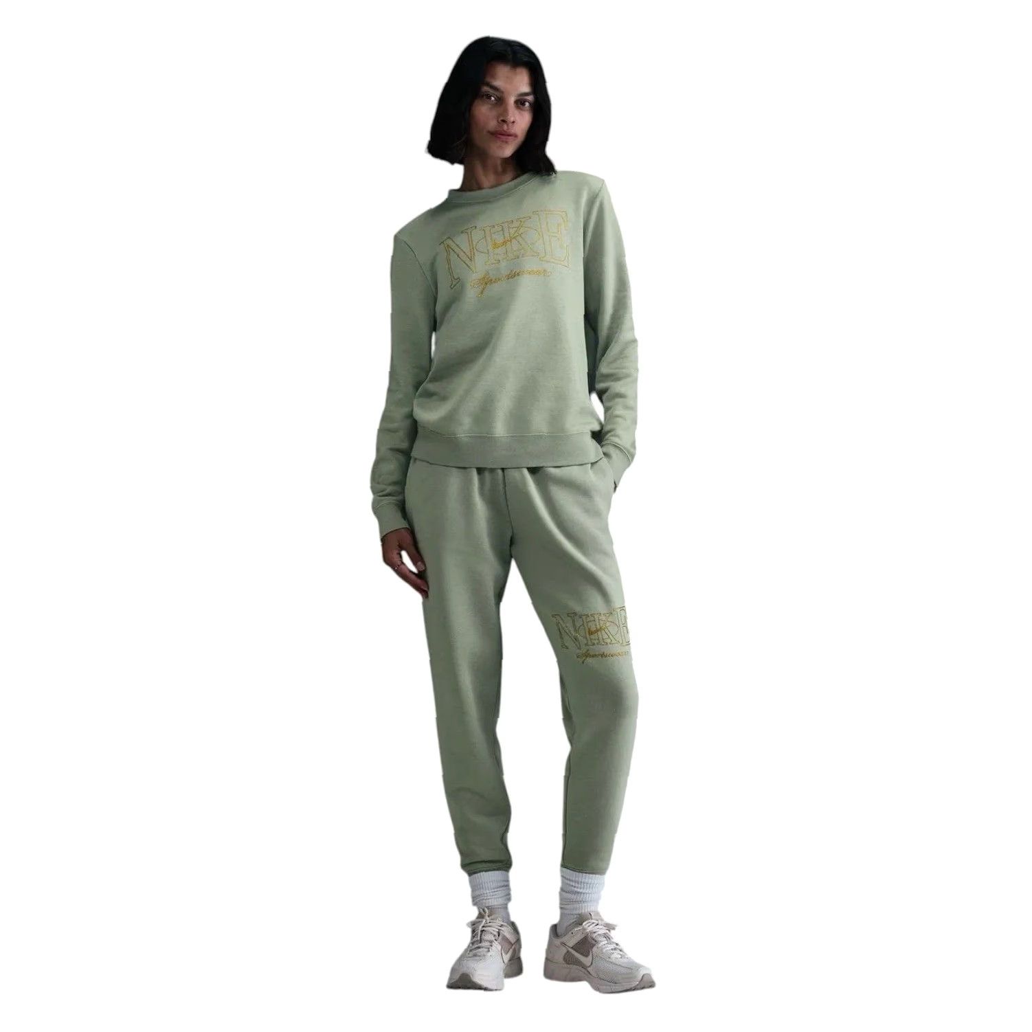 Nike Nike Joggers Women 2XL Jade Green Gold Mid Rise Sweatpants Cotton Fleece Casual Athleisure Size 40" / US 18 - 4 Thumbnail