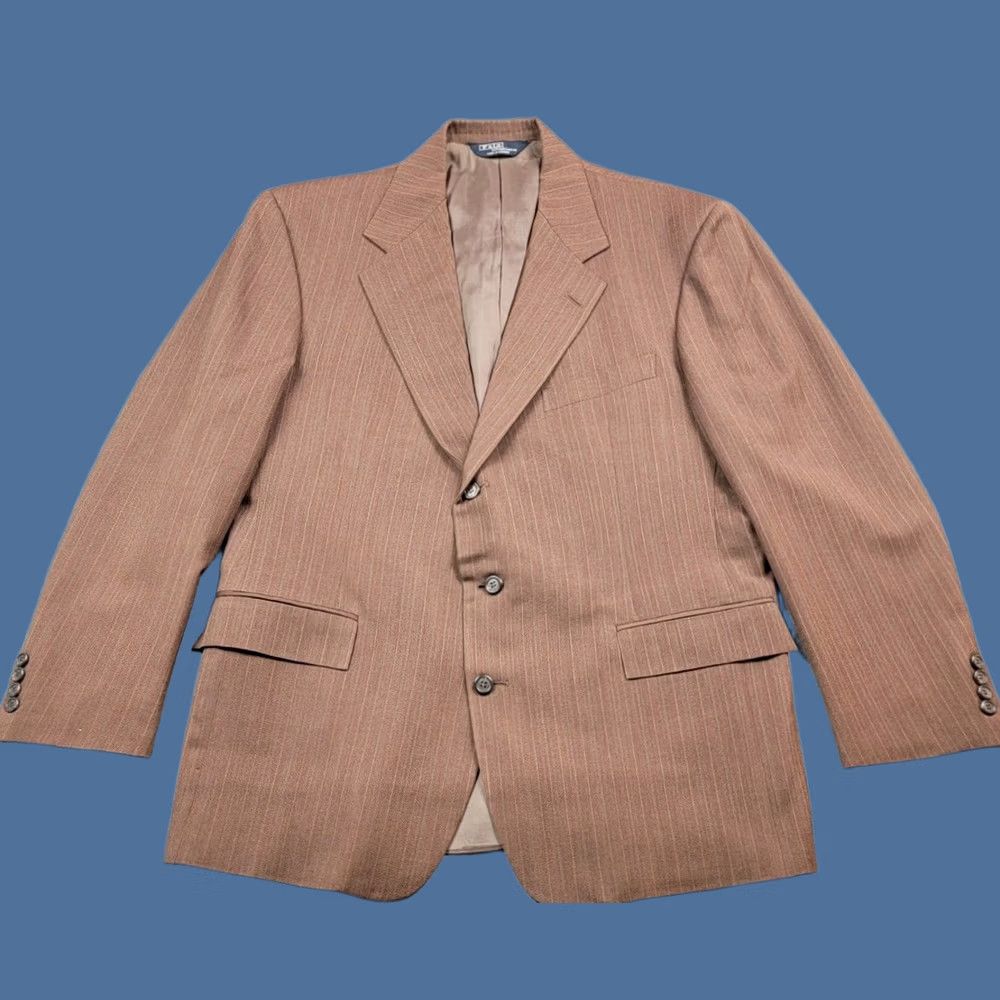 Polo Ralph Lauren Polo Ralph Lauren Suit Jacket Mens 44W Brown Striped Wool Holt Renfrew Vented Size US XXL / EU 58 / 5 - 1 Thumbnail