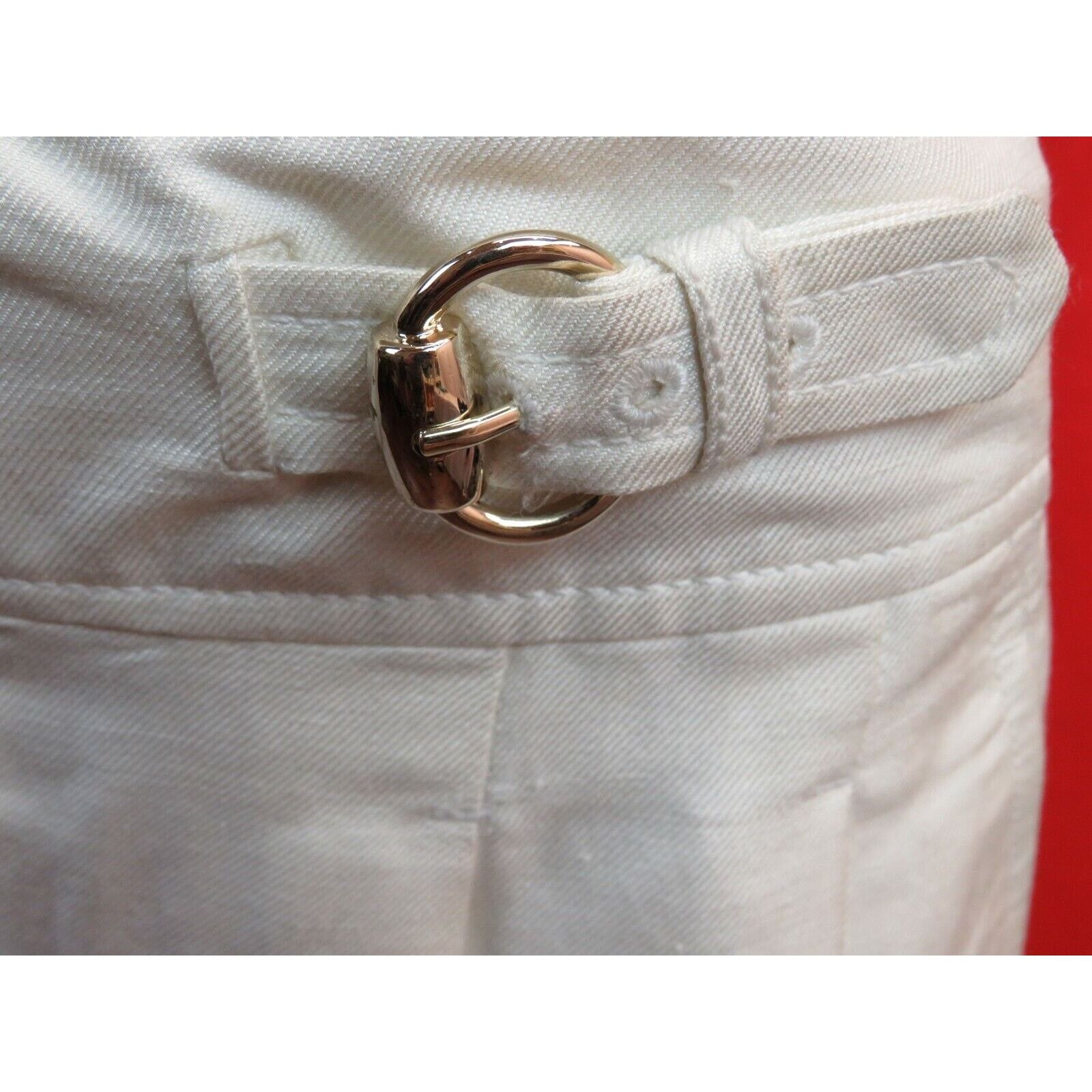 Gucci GUCCI OFF WHITE LINEN BELTED GOLD 2 X BUCKLE SHORTS 38 IT Size 30" / US 8 / IT 44 - 5 Thumbnail