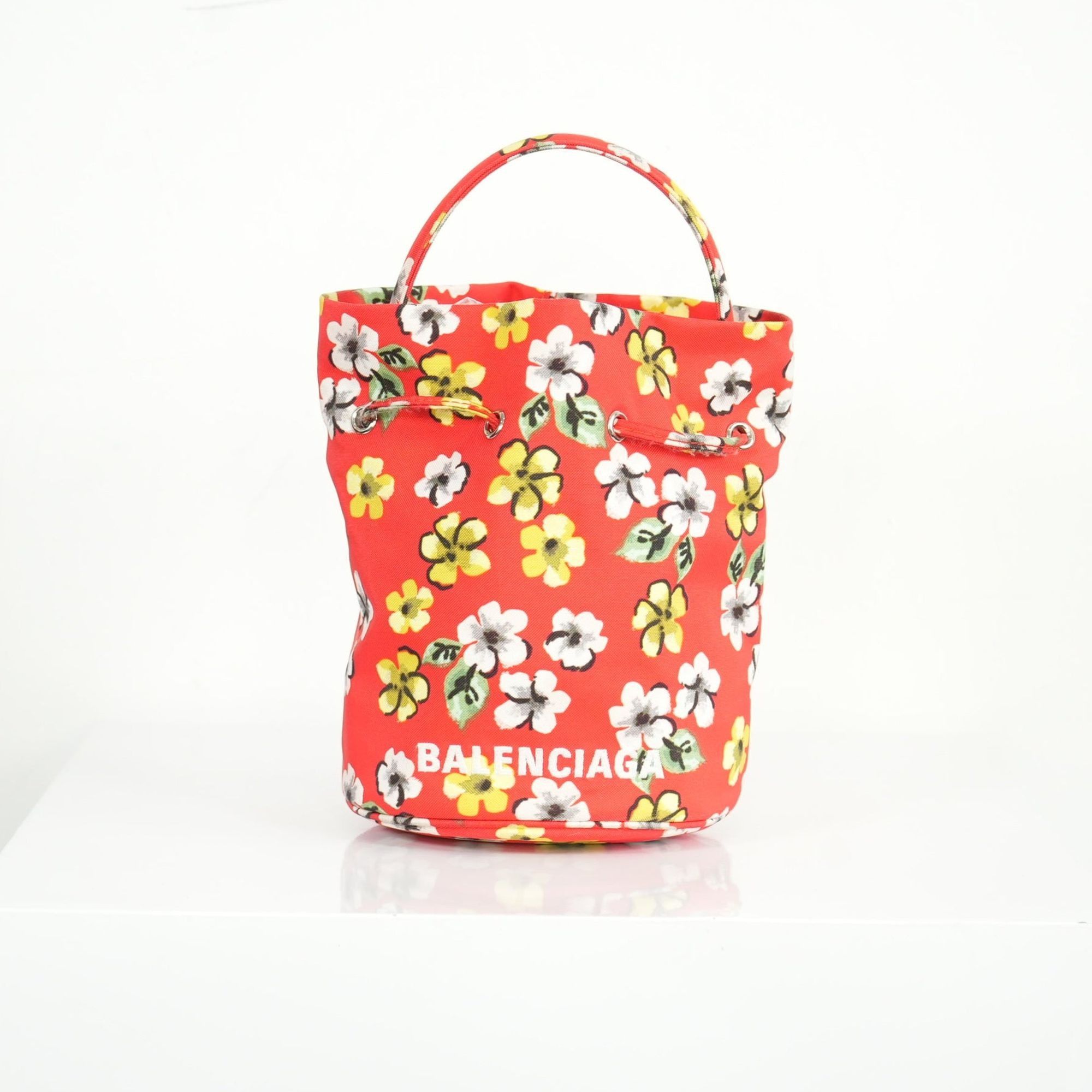 Balenciaga Xs Wheel Floral Print Nylon Bucket Bag, Women's