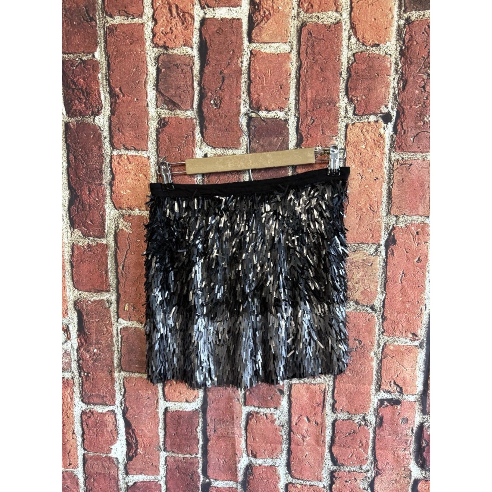 Zara Zara Womens Black Sword Sequin Pull On Skirt Size Small Short Size 28" / US 6 / IT 42 - 2 Thumbnail