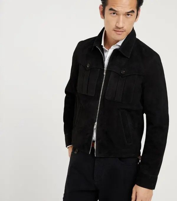 Brunello Cucinelli Leather Jacket in Black Size US L / EU 52-54 / 3 - 1 Thumbnail