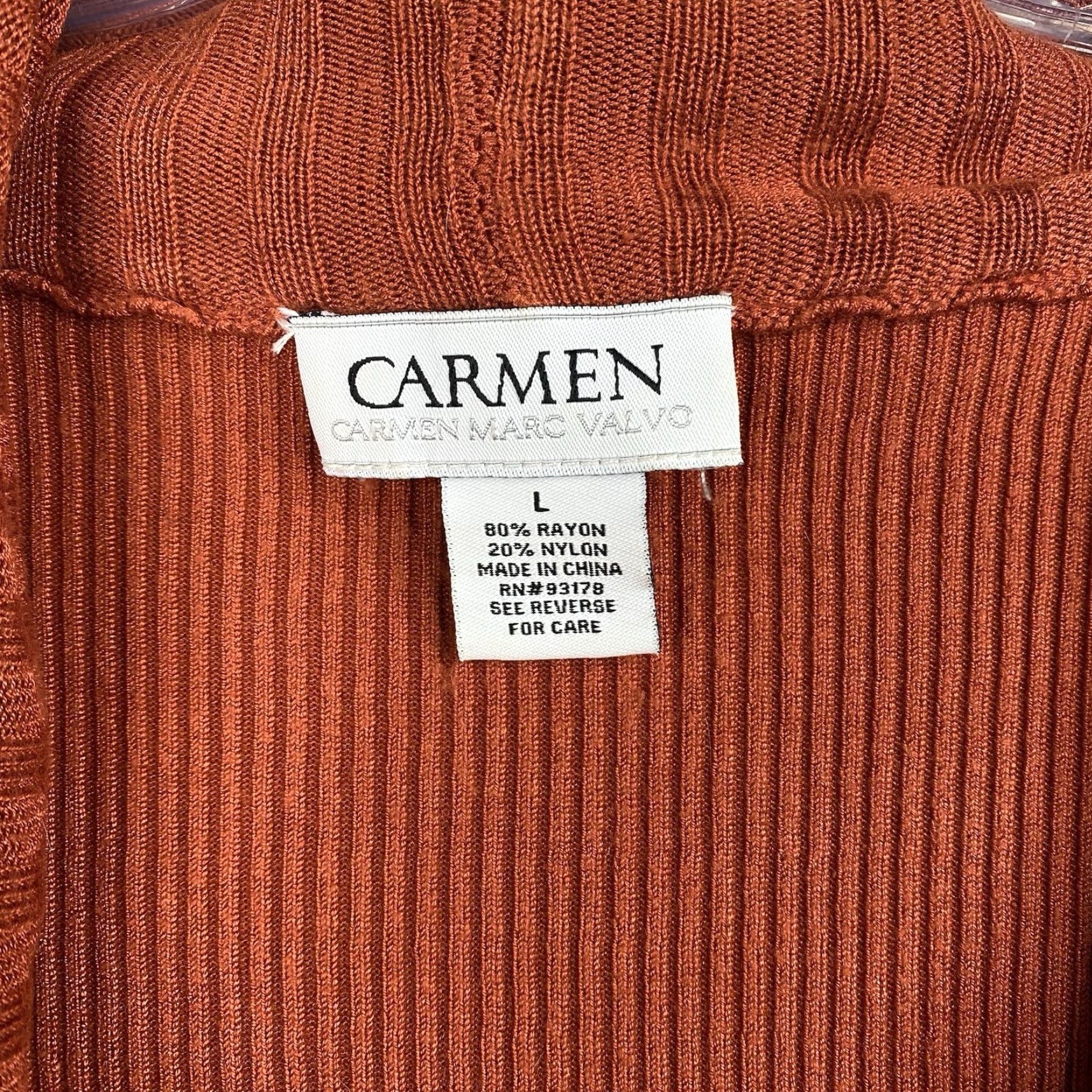 Vintage Carmen Marc Valvo Sweater Womens L Red Cowl Neck Stretch Knitted Ribbed Knit Bell Sleeve Size L / US 10 / IT 46 - 3 Thumbnail