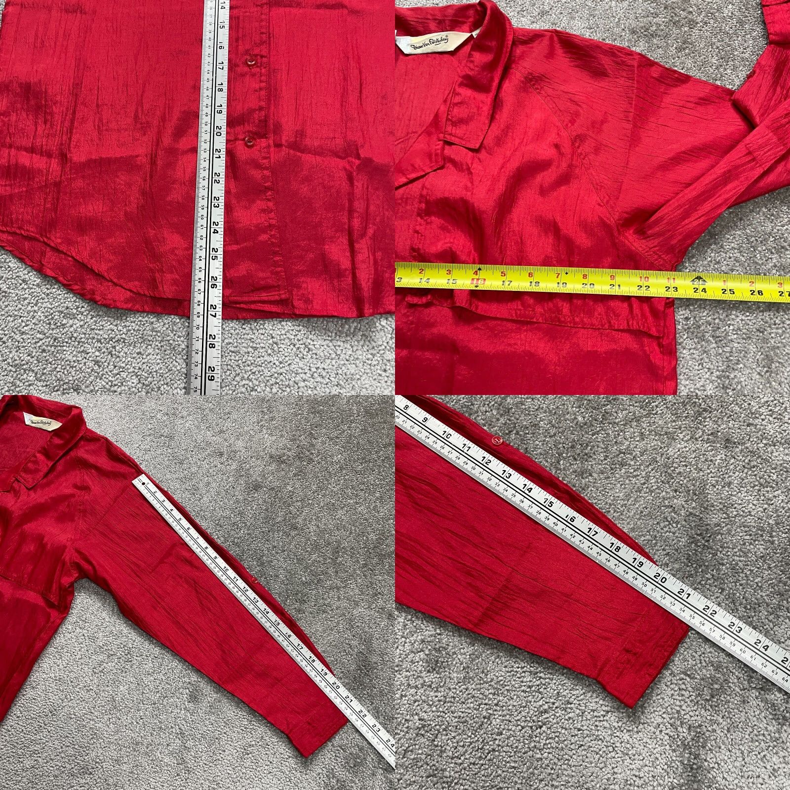 Diane von Furstenberg Diane von Furstenberg Button Down Blouse Womens 16 Red Long Sleeve Lightweight Size XXL / US 16-18 / IT 52-54 - 8 Thumbnail