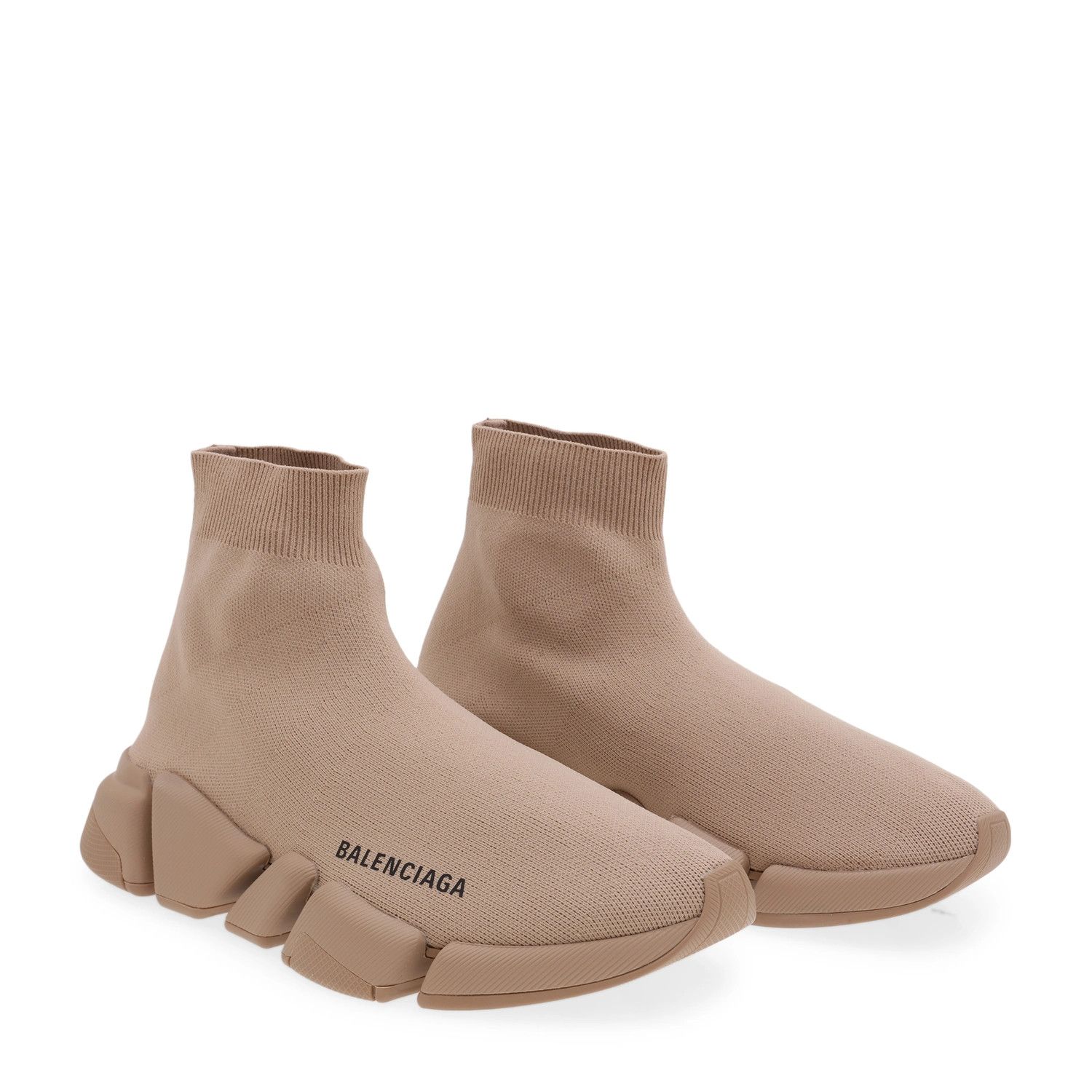Balenciaga o1w1db10326 Speed 2.0 Recycled Knit Sneakers in Beige Size US 7 / IT 37 - 2 Thumbnail