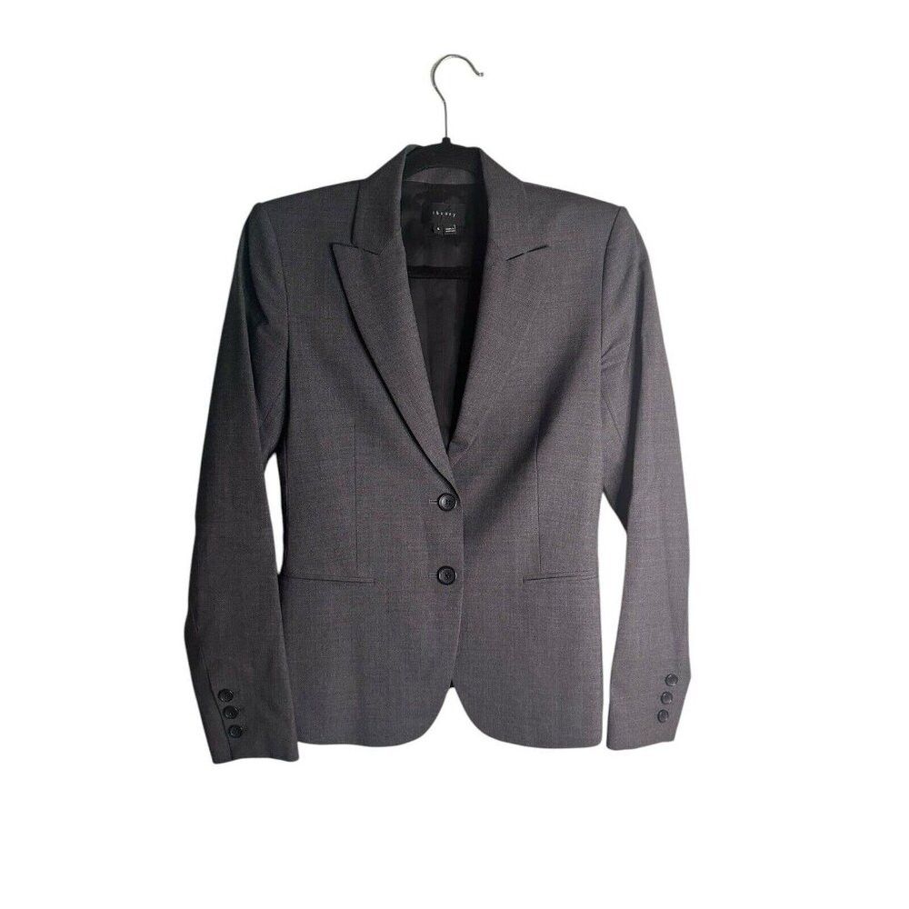 Theory Theory Women's 4 Nichelle Long Sleeve Wool Gray Two-Button Size S / US 4 / IT 40 - 1 Thumbnail