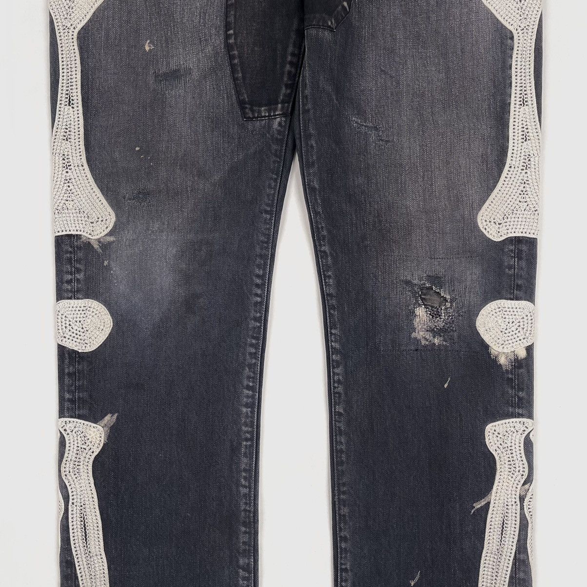 Kapital Kountry FW19 Distressed Denim (Bone/Skeleton Embroidered) Size US 32 / EU 48 - 5 Thumbnail