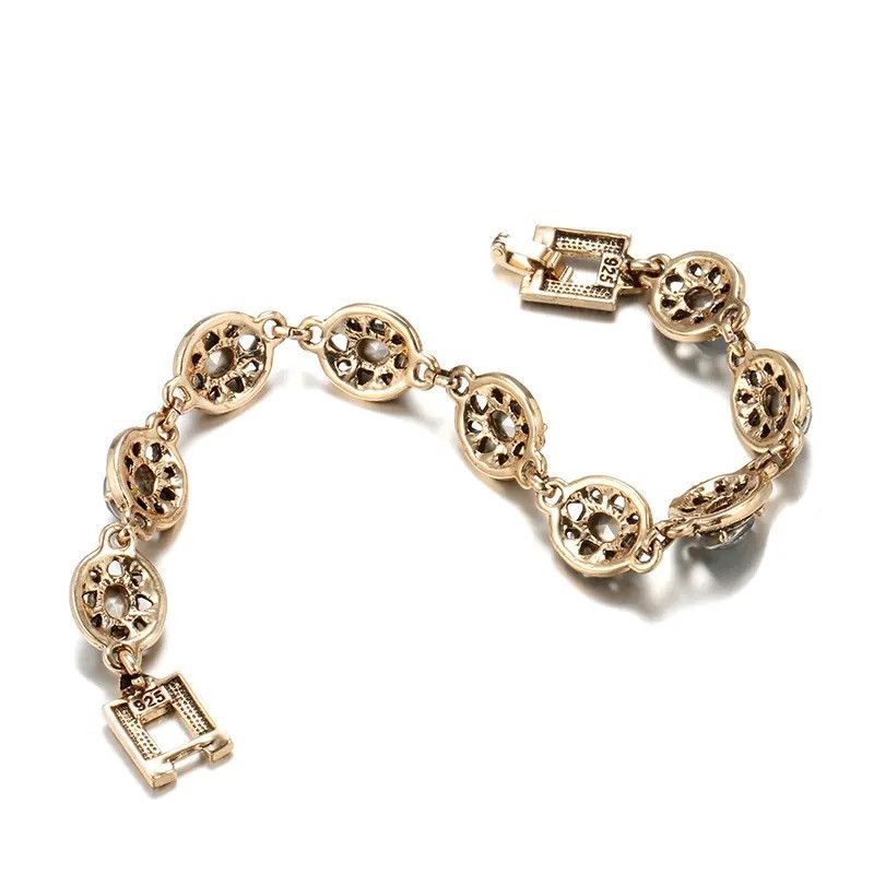 Jewelry Creative Antique Gold Boho Gray Crystal Bracelet Size ONE SIZE - 3 Thumbnail