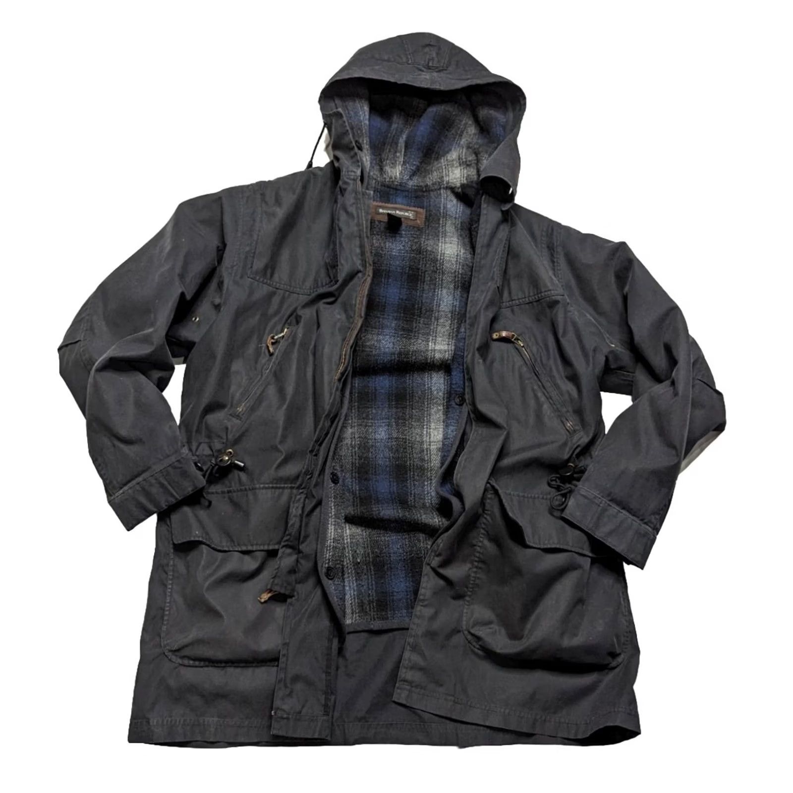 Banana Republic VINTAGE Banana Republic Overcoat Jacket Wool Liner Hood Men Medium Mac Navy Size US M / EU 48-50 / 2 - 2 Thumbnail