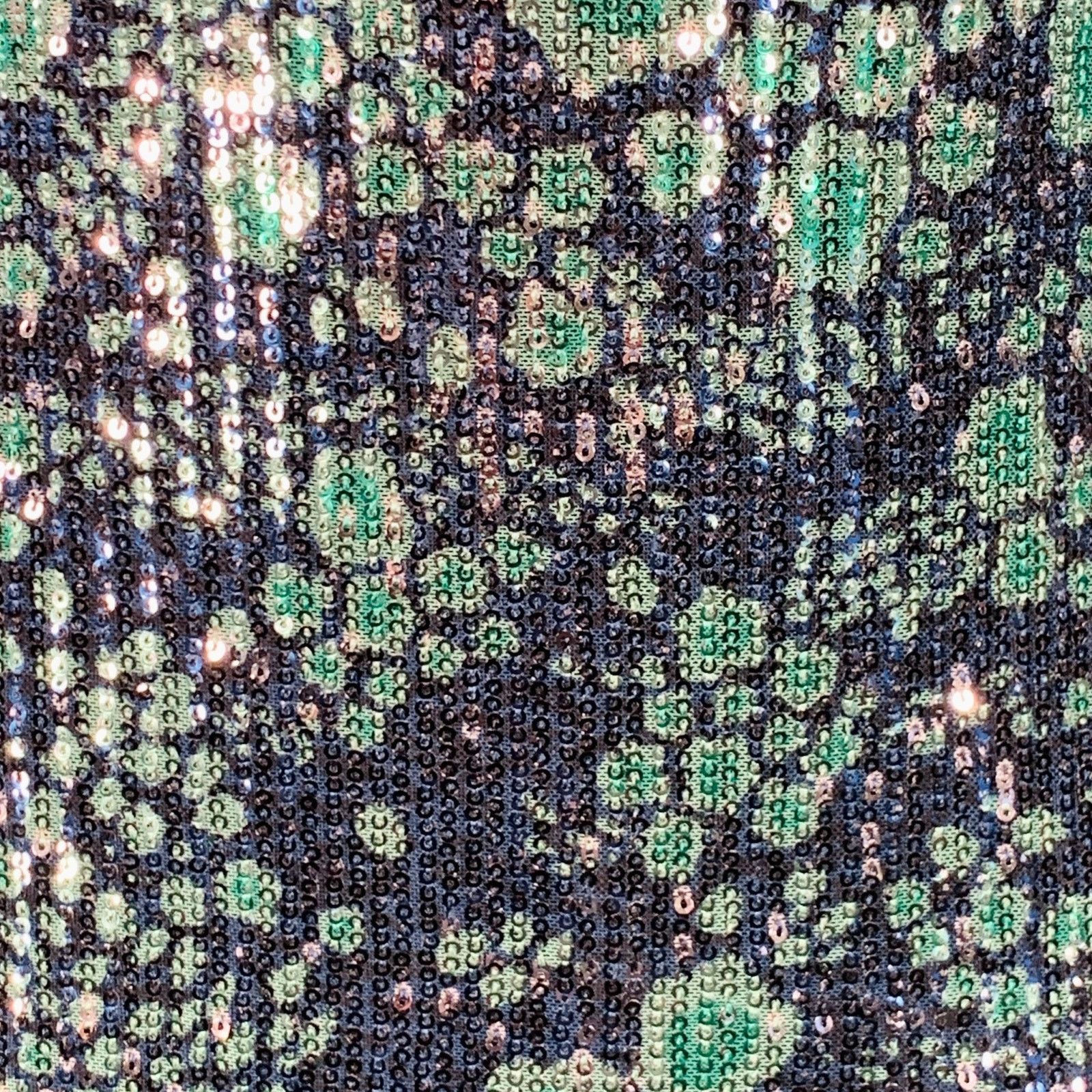 Baum und Pferdgarten M Navy Green Sequined Abstract Floral Cocktail Dress Size M / US 6-8 / IT 42-44 - 2 Thumbnail