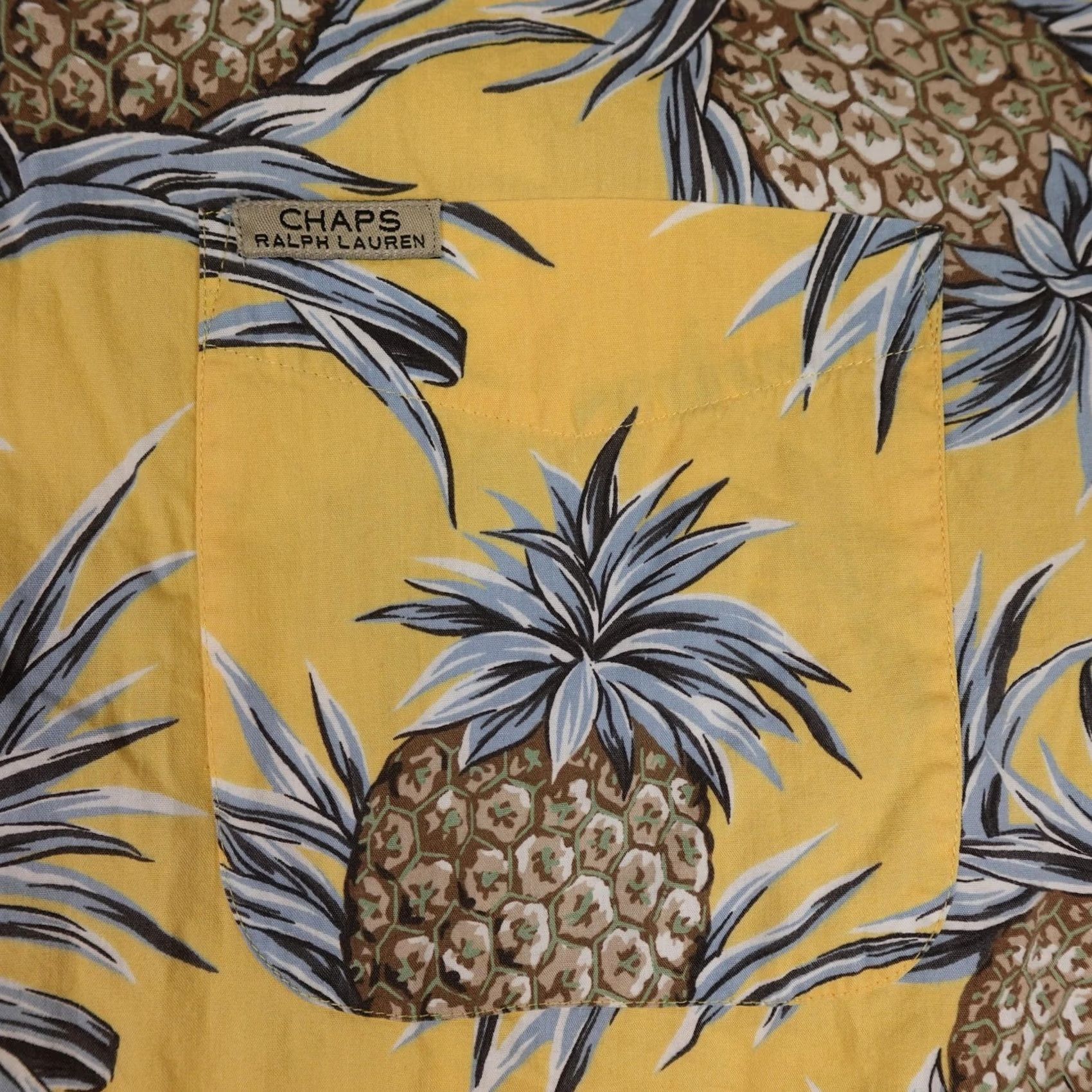 Polo Ralph Lauren Chaps Ralph Lauren Shirt Mens L Yellow Hawaiian Aloha Pineapple Print Camp Beach Tropical Retro Size US L / EU 52-54 / 3 - 6 Thumbnail