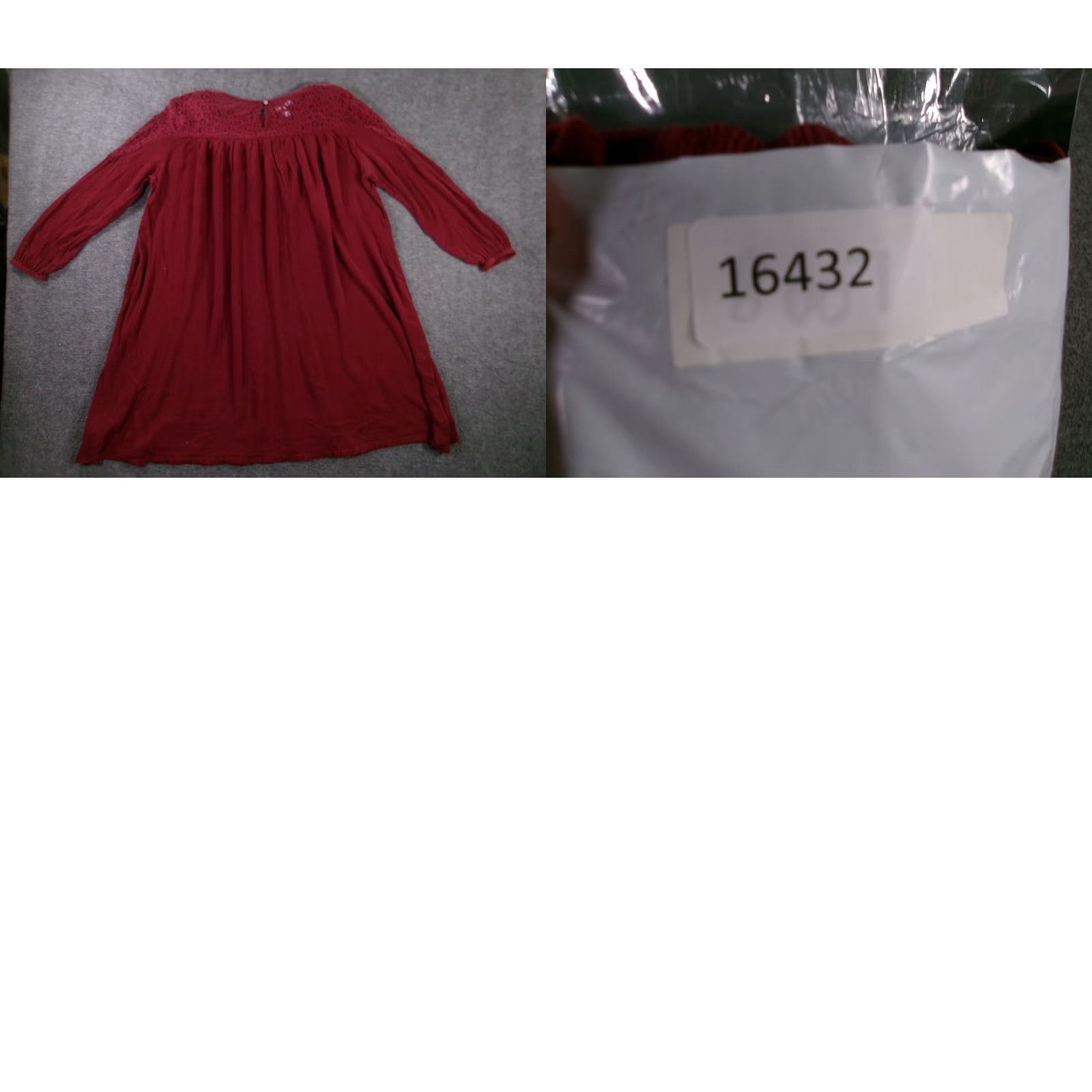 YOKE Simply Styled Dress Womens XL Burgundy Lace Yoke Long Sleeve Rayon Boho Flowy Size XL / US 12-14 / IT 48-50 - 8 Thumbnail