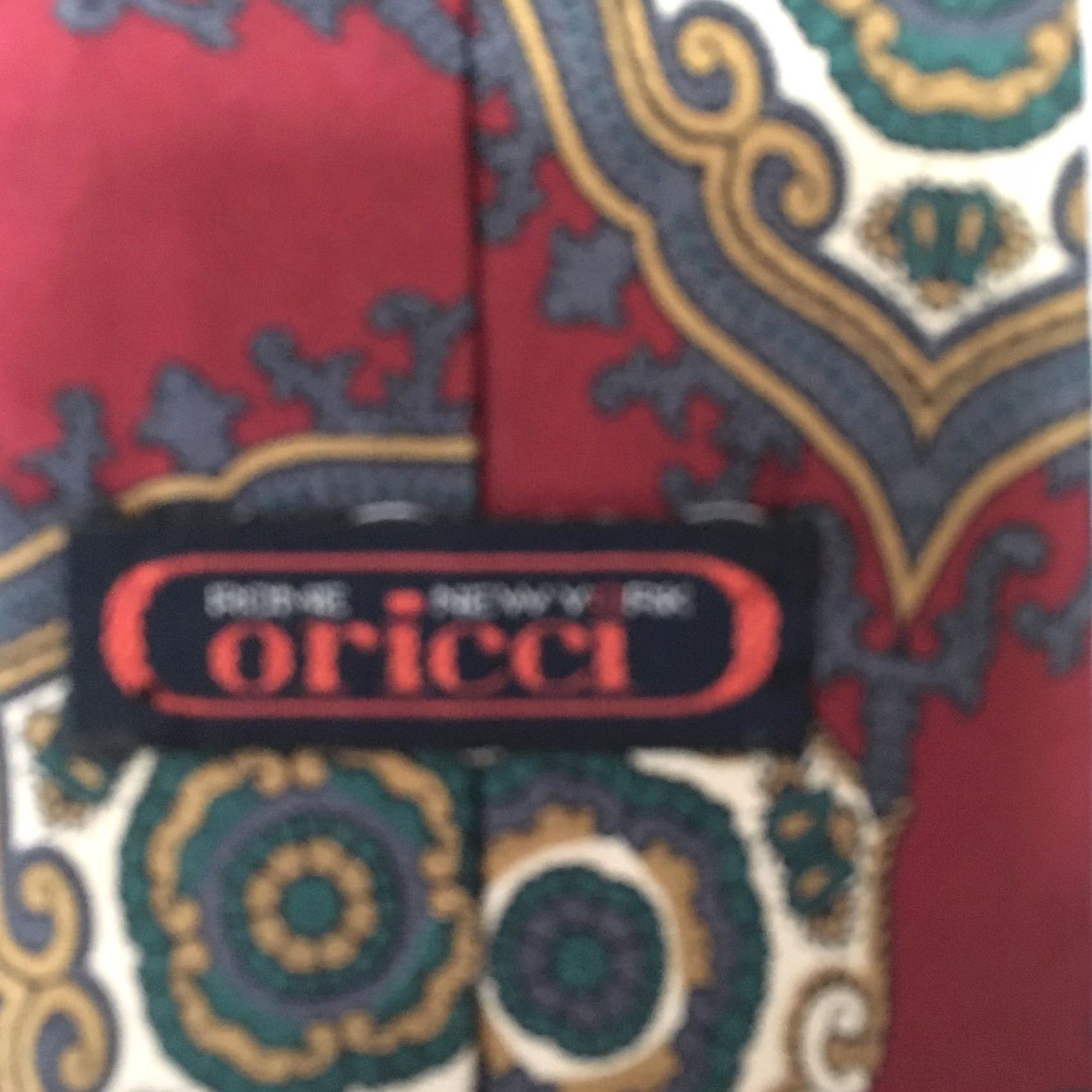 Vintage VINTAGE orici Tie Abstract Geometric Red Silk Mens Size ONE SIZE - 2 Thumbnail