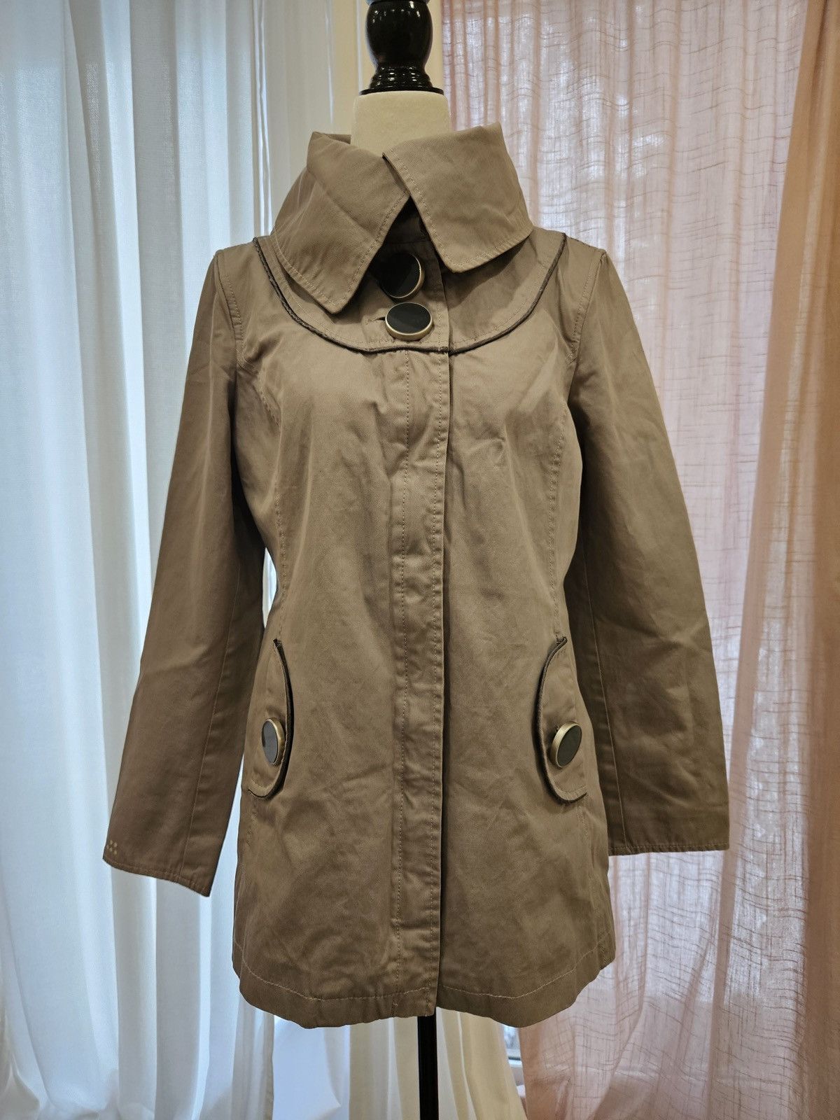 Designer × Soia & Kyo × Vintage SOIA & KYO Gray Adjustable Large Lapels Coat Size L / US 10 / IT 46 - 1 Thumbnail