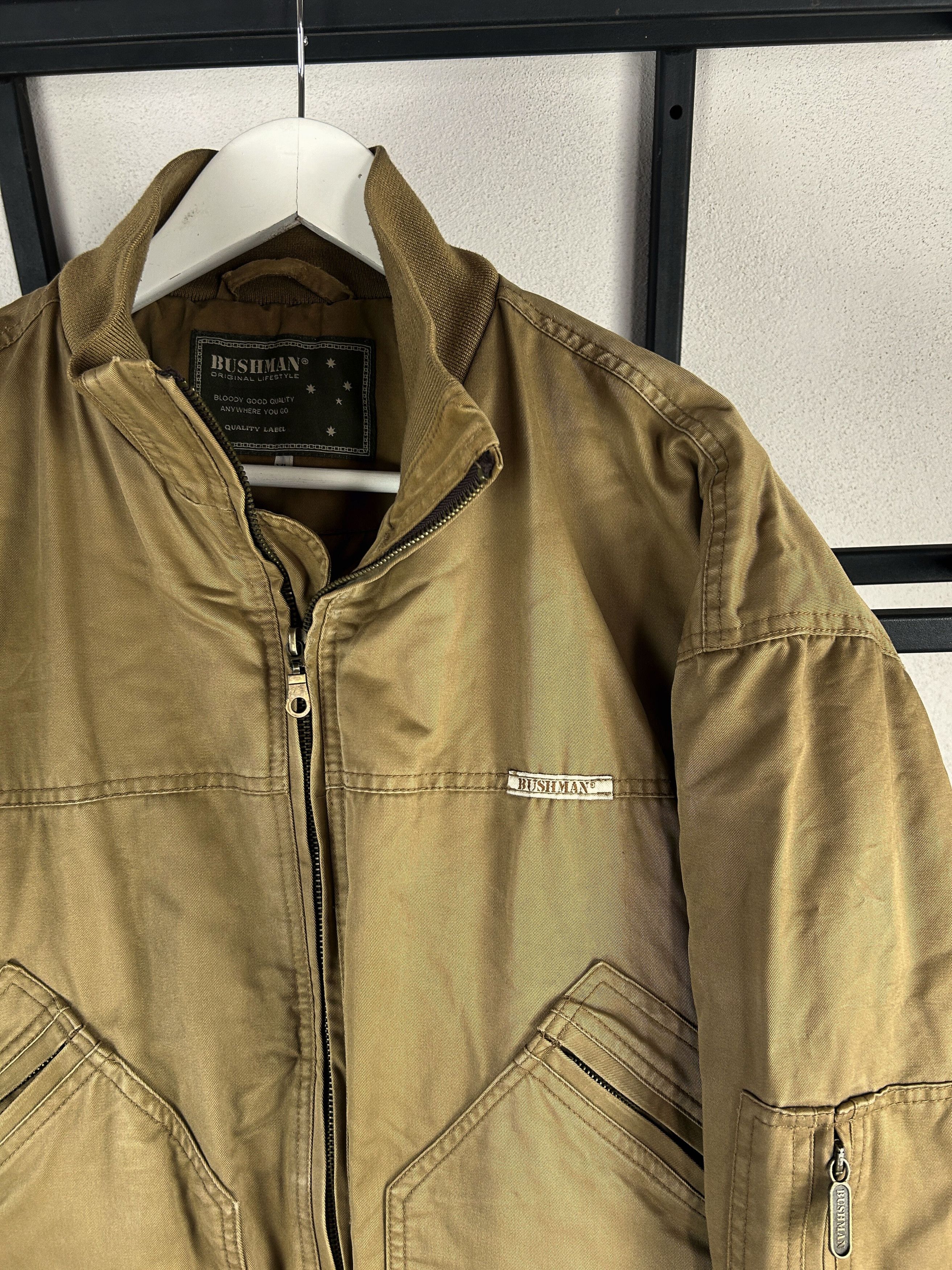 Vintage Vintage Bomber Jacket Brown Minimal Military Biker Y2K Core Size US XL / EU 56 / 4 - 5 Thumbnail