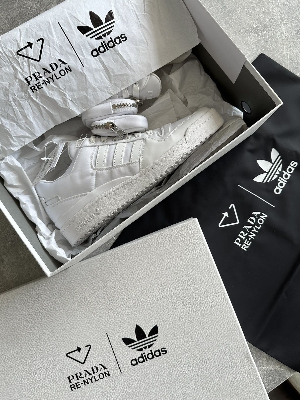 Adidas × Prada Prada Adidas RE-Nylon Forum Low White Sneakers US 6 / 36 Size US 6 / IT 36 - 3 Thumbnail
