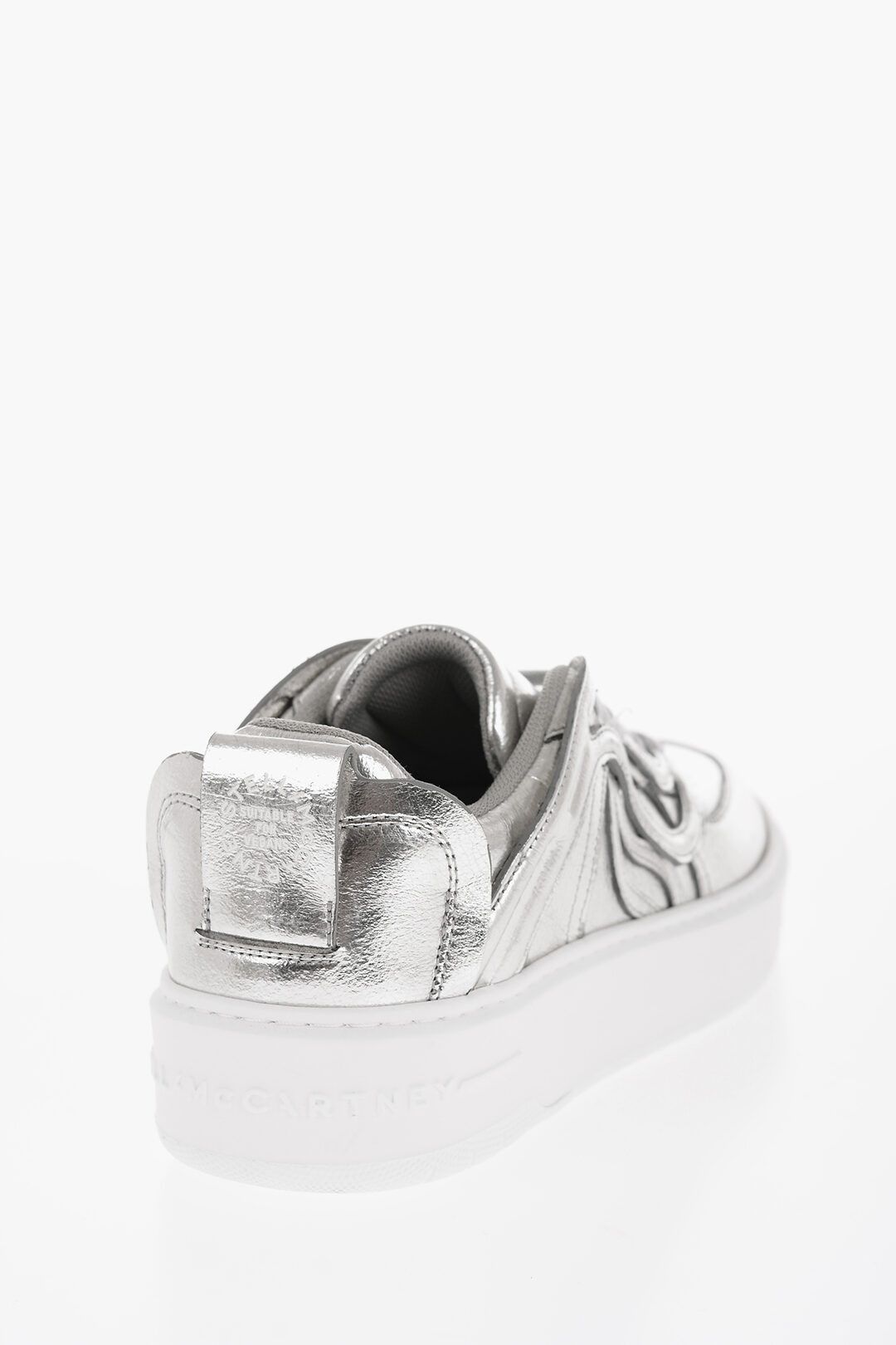 Stella McCartney og1mm0824 Metallic Effect Low-Top Sneakers in Silver Size US 6 / IT 36 - 3 Thumbnail