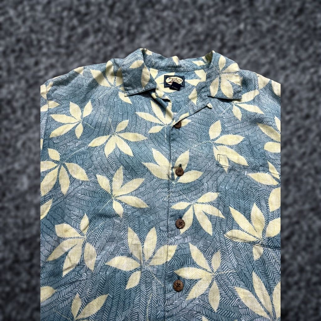 Tommy Bahama VINTAGE Tommy Bahama Men's Lavish Leaves Silk Camp Shirt Medium Blue Geez Relax Size US M / EU 48-50 / 2 - 1 Thumbnail