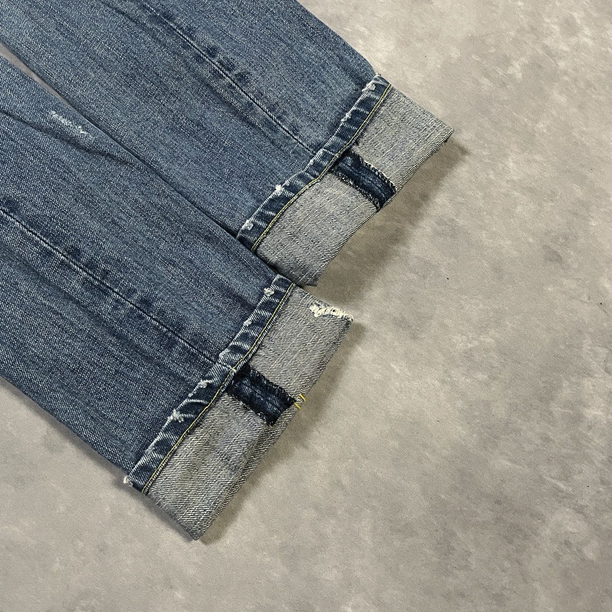 Japanese Brand 2000s Double Waist Art Pocket Distressed Fade Jeans Pants Size US 30 / EU 46 - 6 Thumbnail