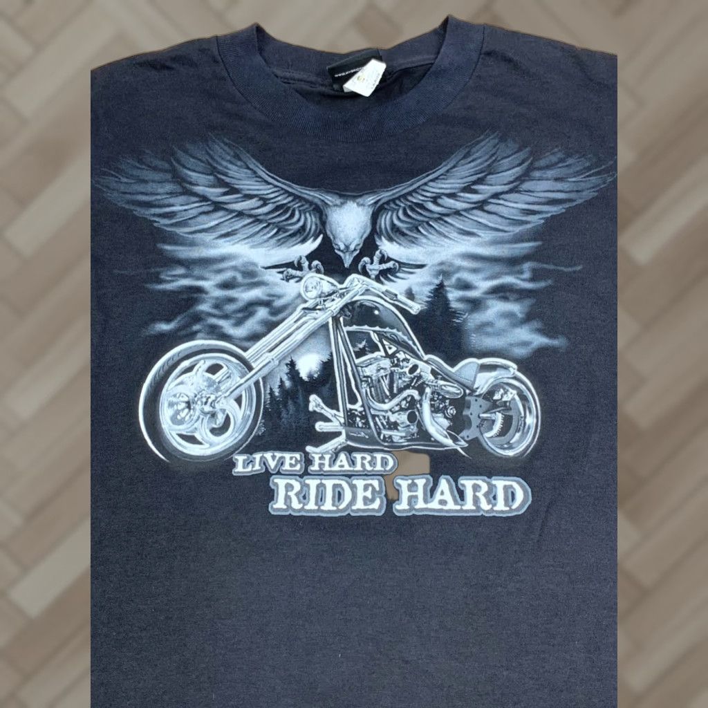Vintage VINTAGE Hybrid Biker Shirt Mens L Live Hard Ride Hard Motorcycle Eagle 12182 Size US L / EU 52-54 / 3 - 1 Thumbnail