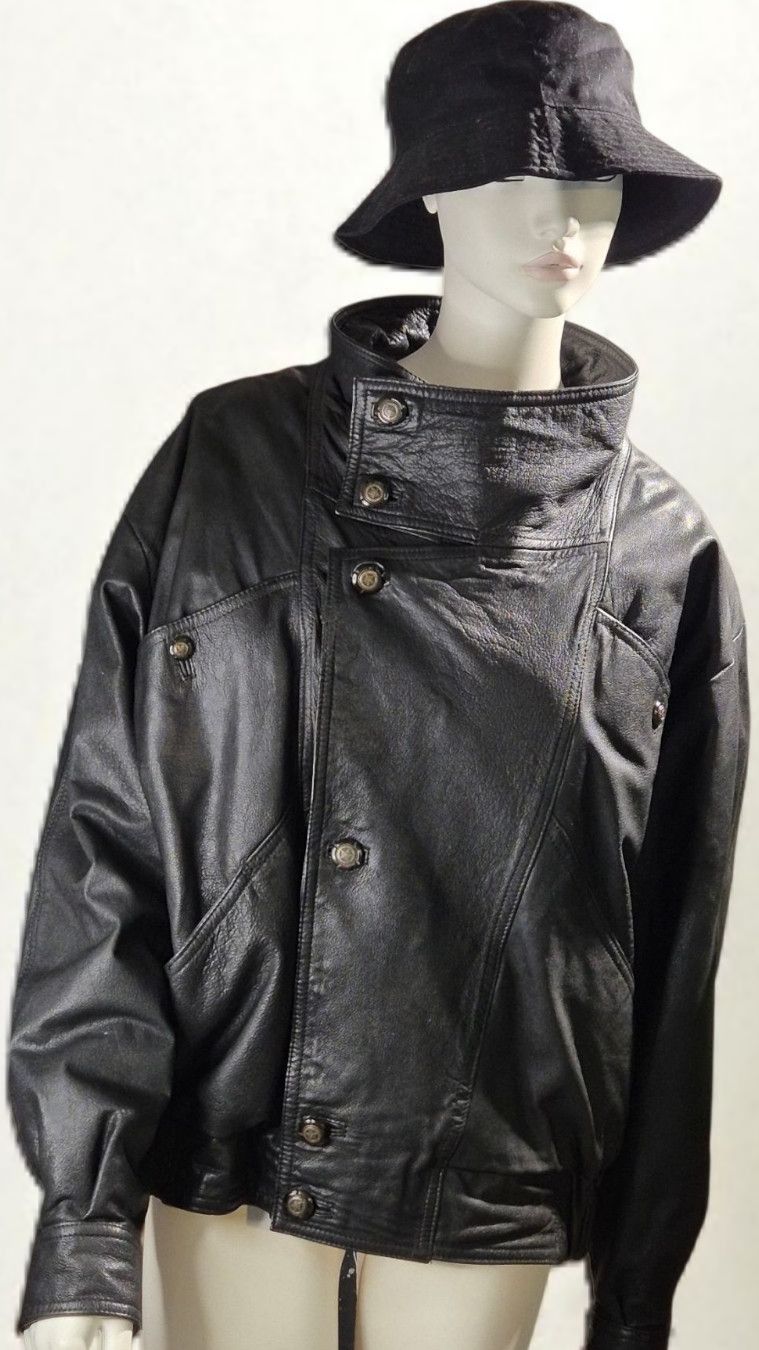 Vera Pelle Marco Pierguidi – Vintage Black Leather Jacket- RARE Size US M / EU 48-50 / 2 - 11 Thumbnail
