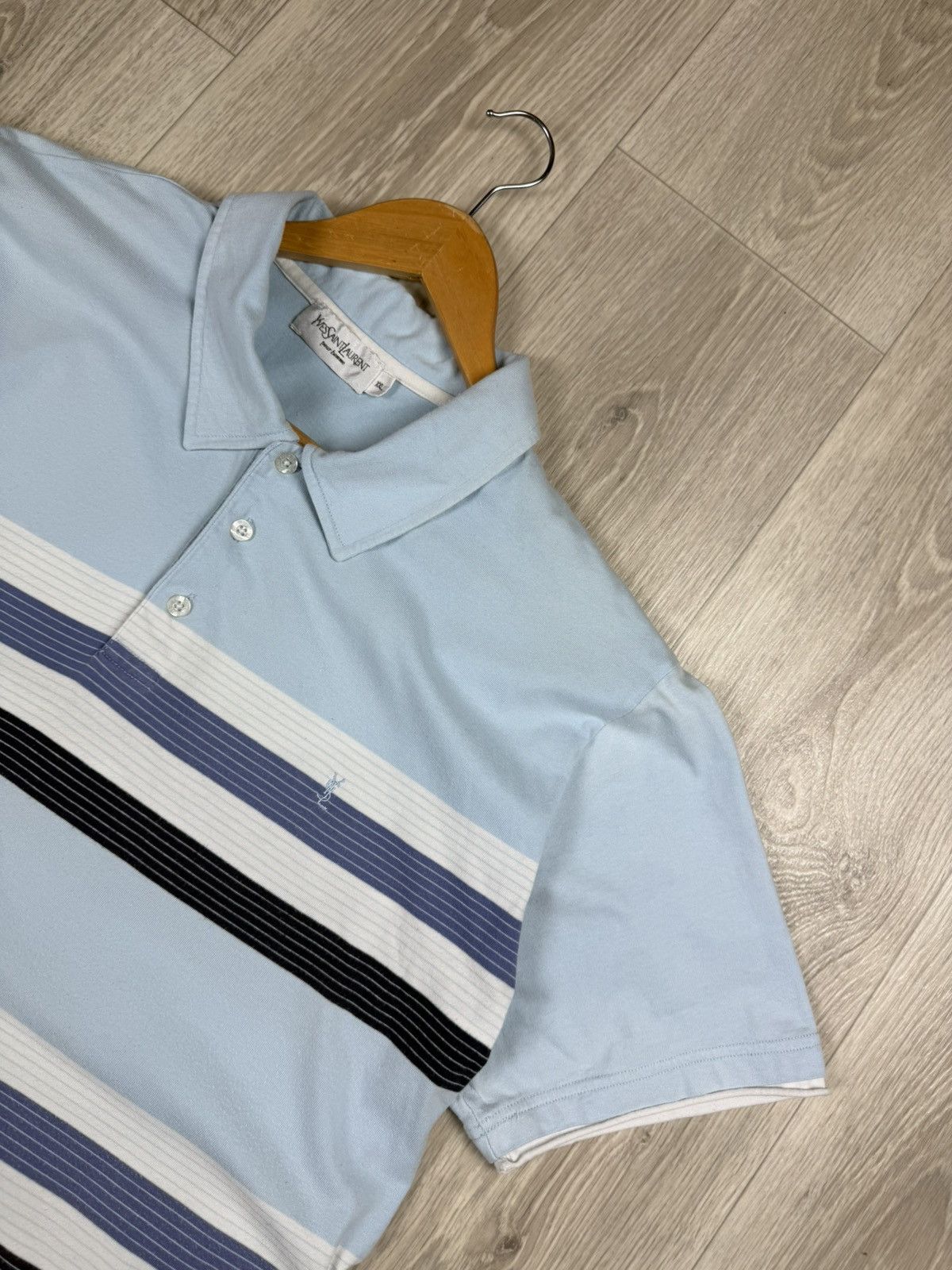 Yves Saint Laurent Yves Saint Laurent Blue Striped Polos Shirt Vintage Size XXL Size US XXL / EU 58 / 5 - 2 Thumbnail