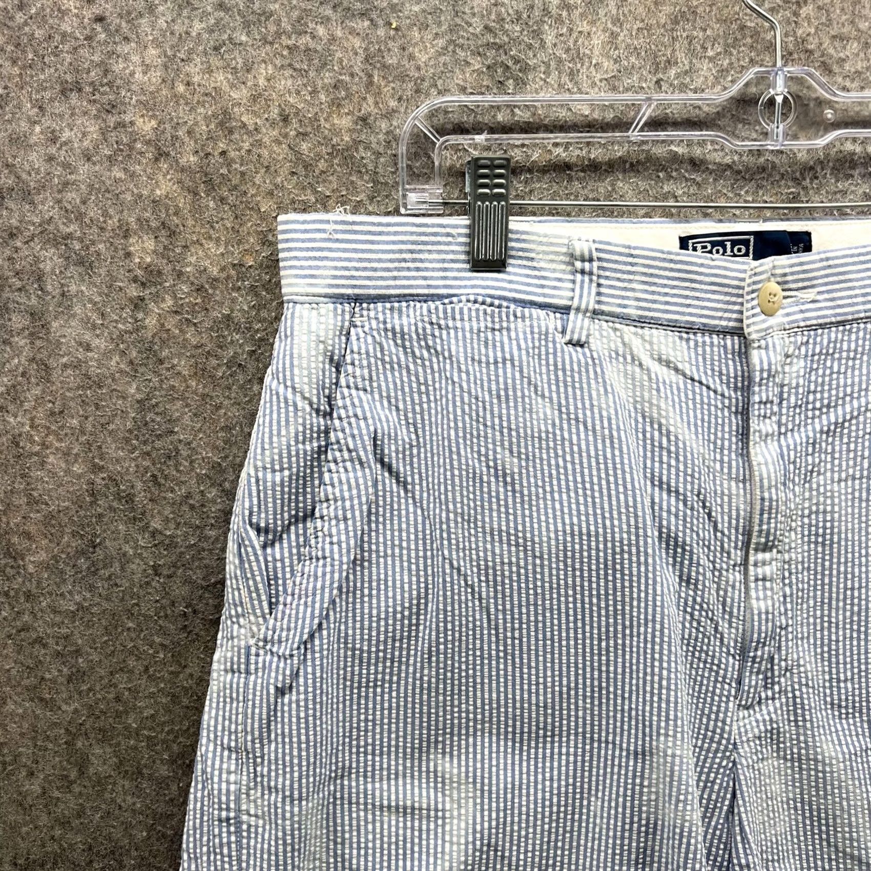 Polo Ralph Lauren Polo Ralph Lauren Shorts Mens 35 Blue Striped Seersucker Cotton Chino 9 Inseam Size US S / EU 44-46 / 1 - 7 Thumbnail