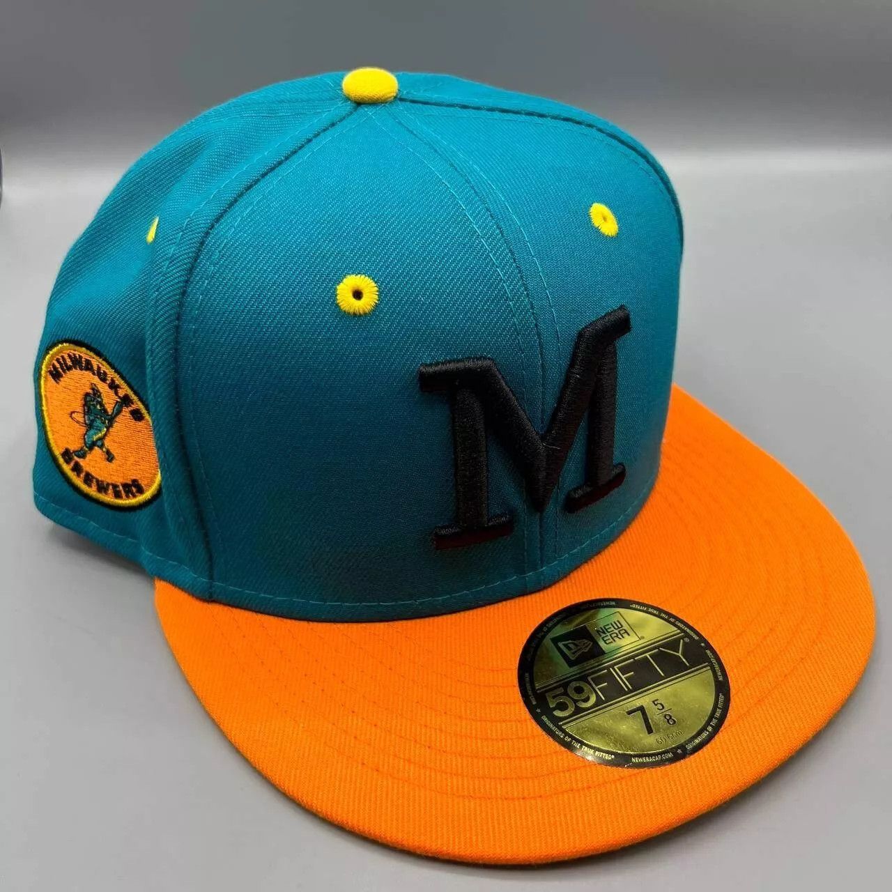 New Era Milwaukee Brewers Hat Men 7 5/8 59Fifty New Era Fitted Cap Size ONE SIZE - 1 Thumbnail