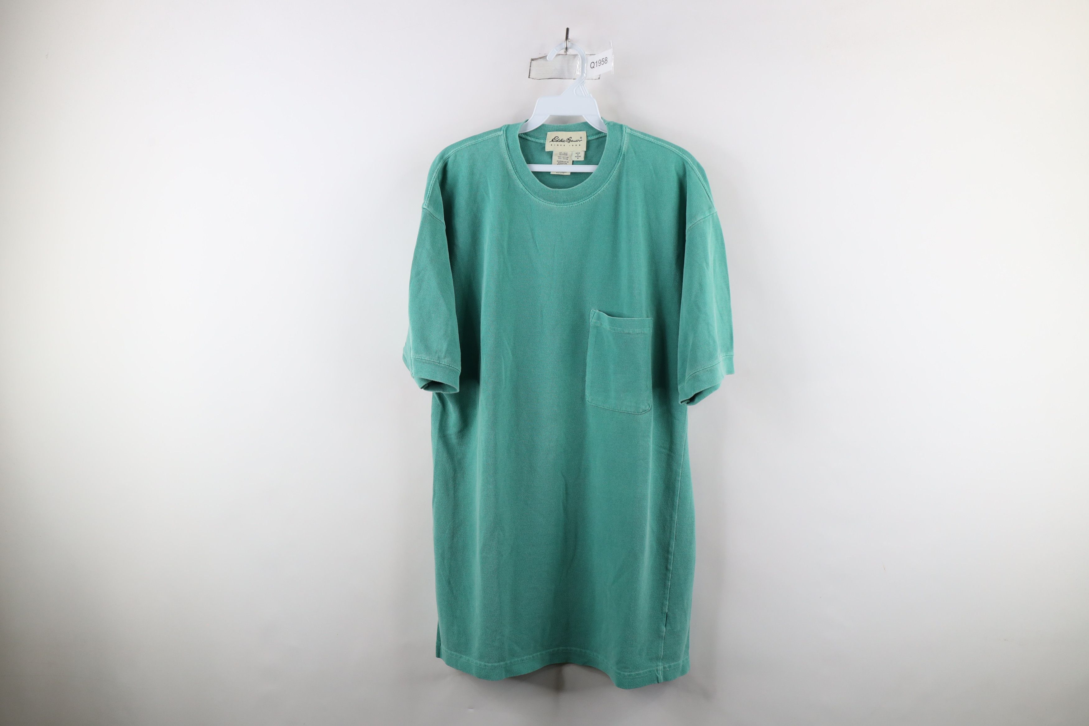Eddie Bauer × Vintage Vintage 90s Eddie Bauer Blank Baggy Fit Pocket T-Shirt Teal Size US M / EU 48-50 / 2 - 1 Thumbnail