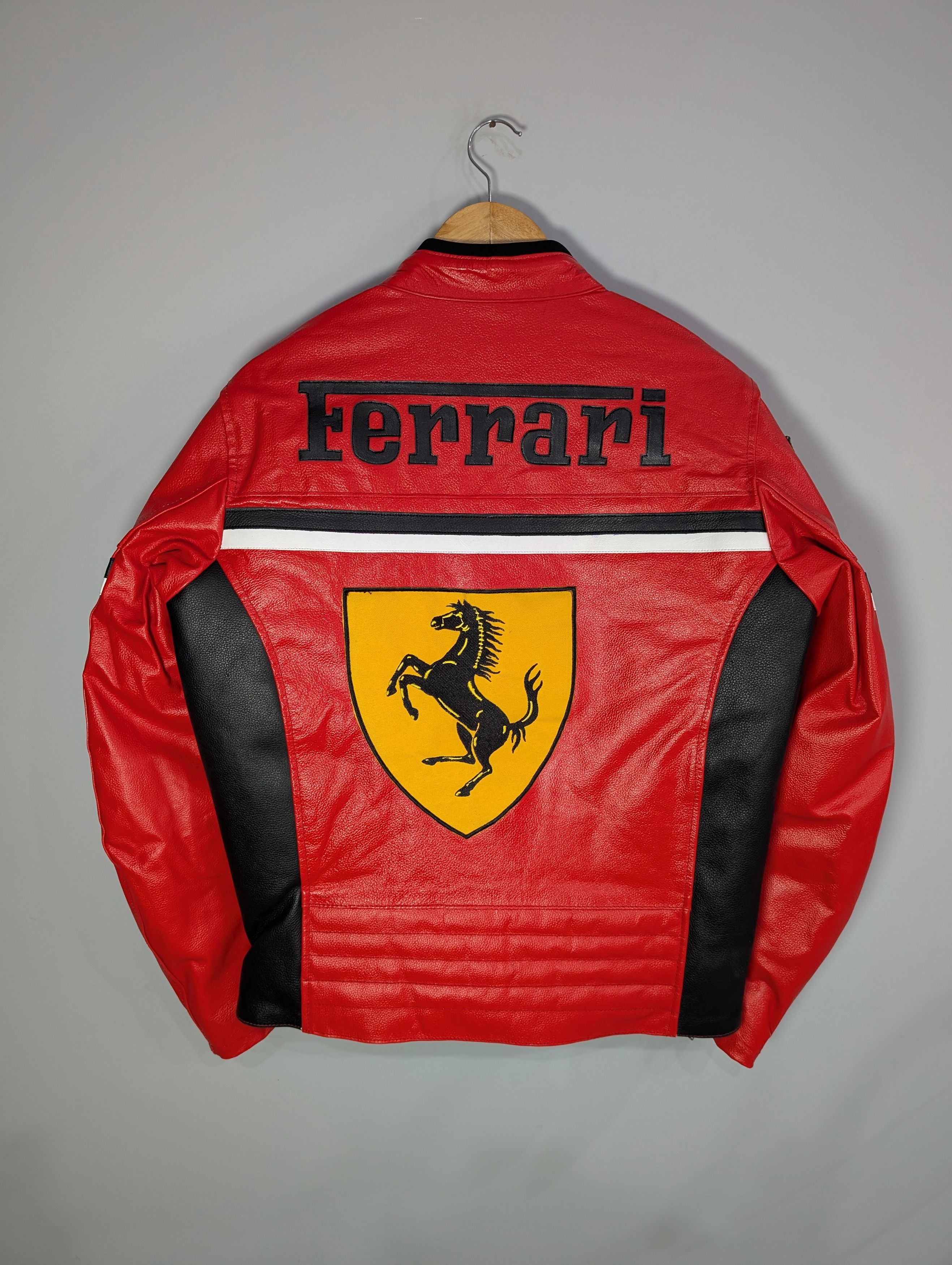 Vintage 🔥Ferrari Retro Red Racing Real Cowhide Leather Jacket Size M / US 6-8 / IT 42-44 - 2 Thumbnail