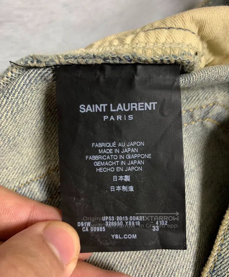 Saint Laurent Paris Saint Laurent Paris Blue Faded Yellow Mud Double Knee Dest Size US 33 - 4 Thumbnail