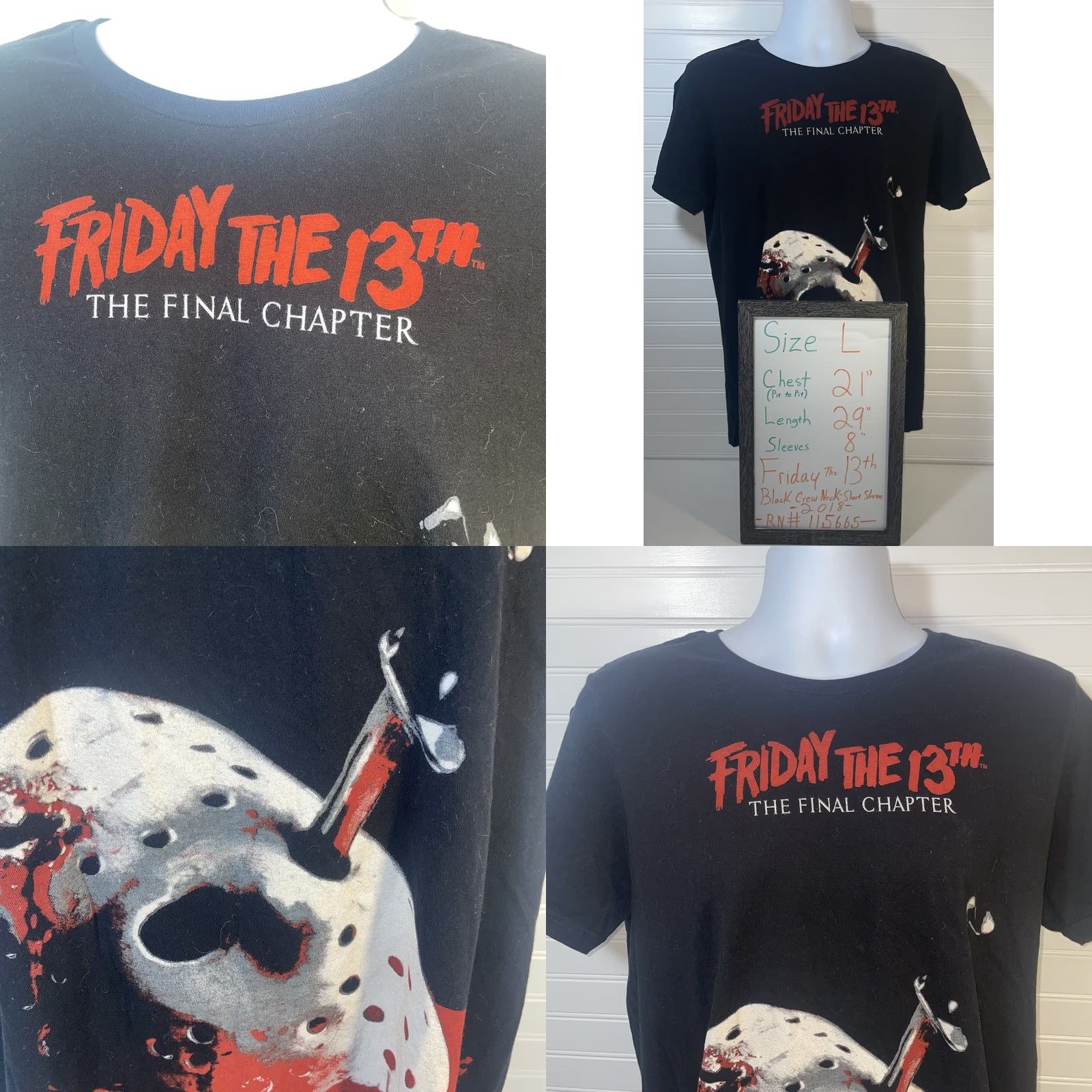 Vintage Friday The 13th Shirt Men L Black Crew Neck Short Sleeve Logo Knit Cotton 2010s Horror Jason Weekend Wear Adult Regular Fit Size US L / EU 52-54 / 3 - 8 Thumbnail