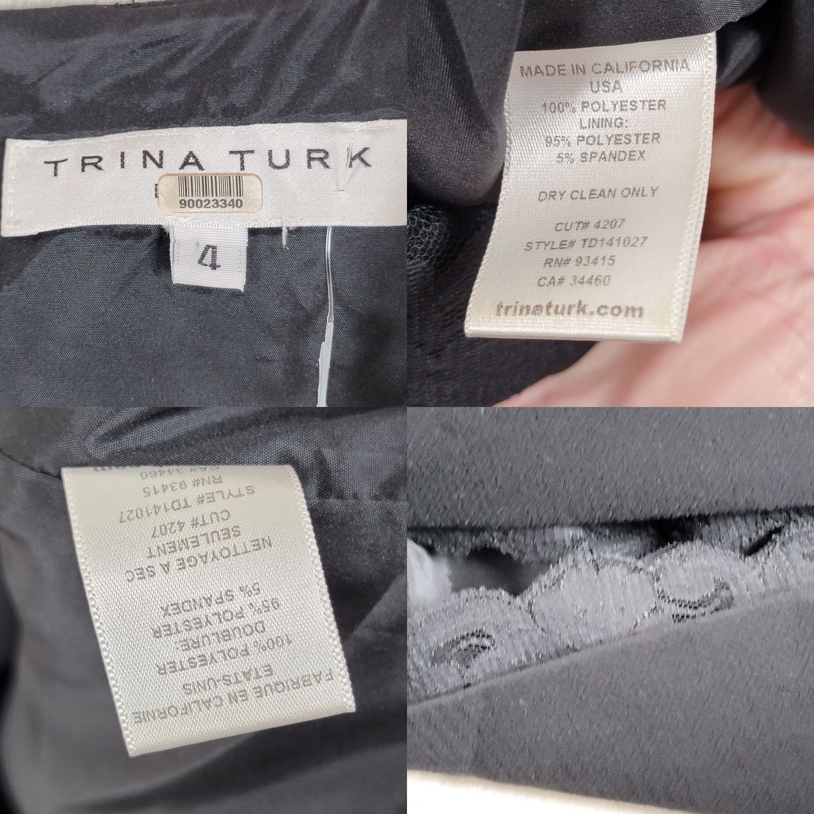 Trina Turk VINTAGE Trina Turk Sheath Dress Women 4 Black Ponte Knit Sleeveless Round Neck Zip Knee Length Wrangler? Size S / US 4 / IT 40 - 9 Thumbnail