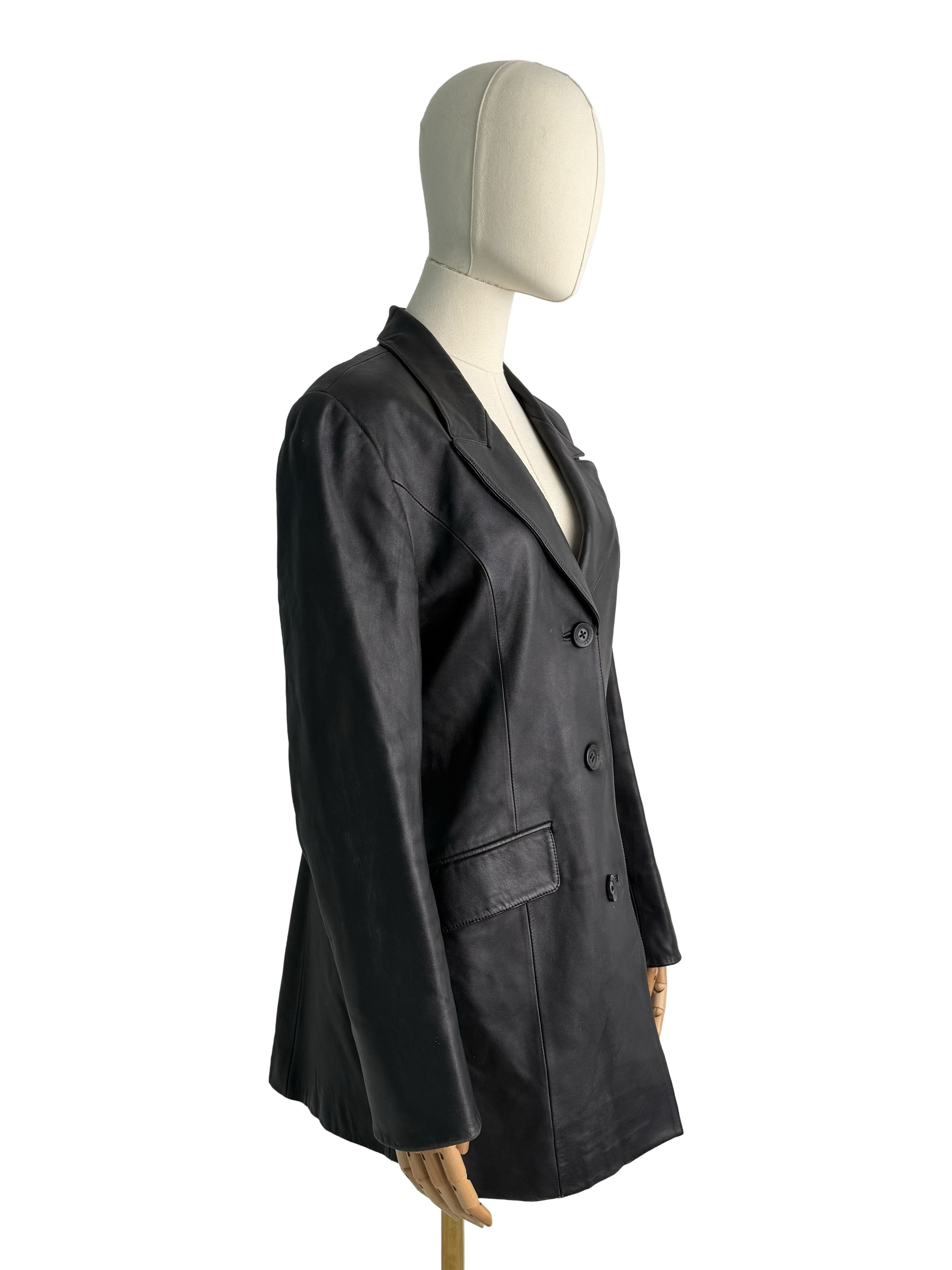 Vintage Vintage Leather Blazer Coat Tailored Button Front Jacket Size L / US 10 / IT 46 - 1 Thumbnail