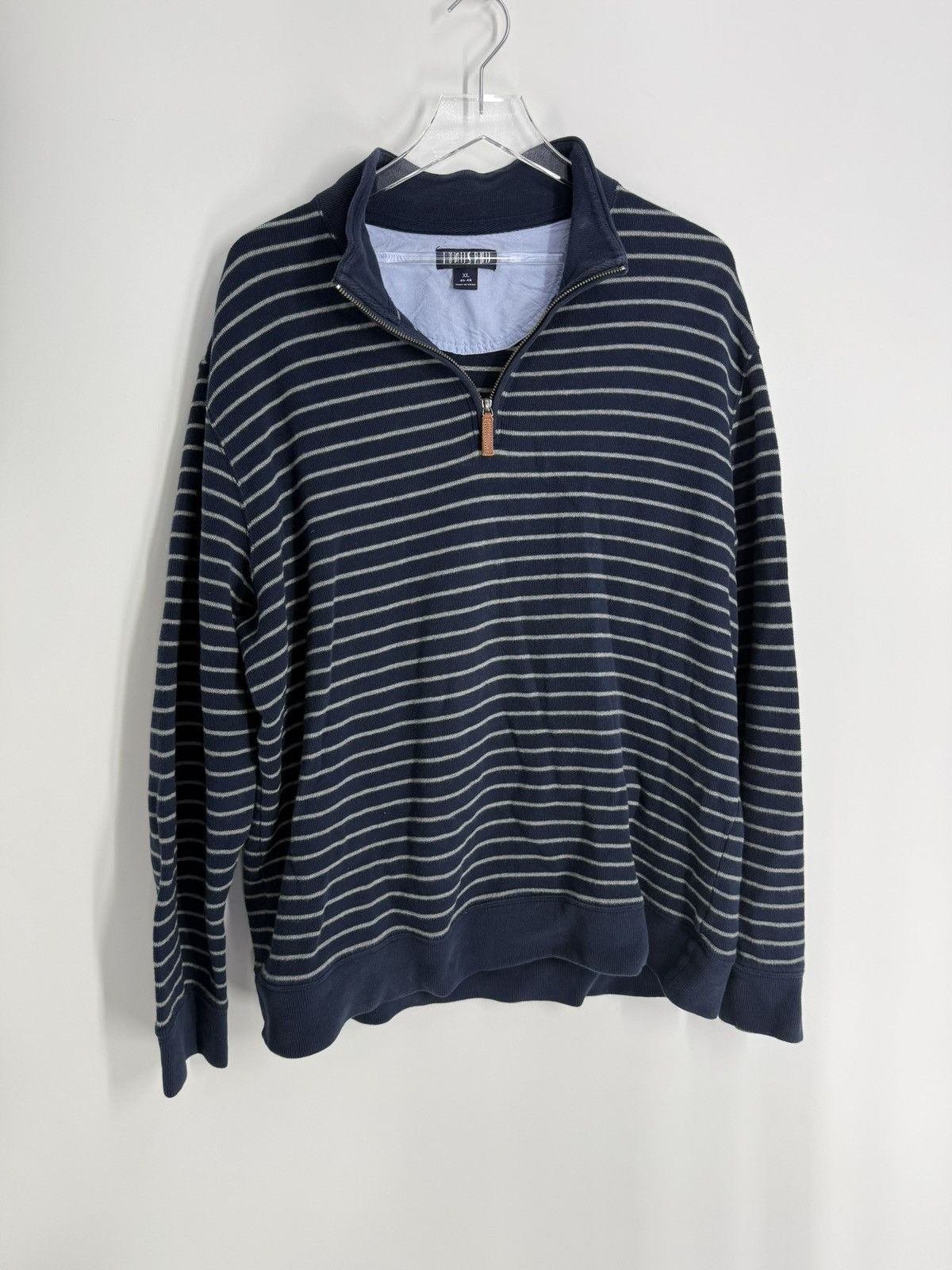 Pronto Uomo Pronto Uomo Navy Stripe Quarter-Zip Pullover Sweater Size US XL / EU 56 / 4 - 1 Thumbnail