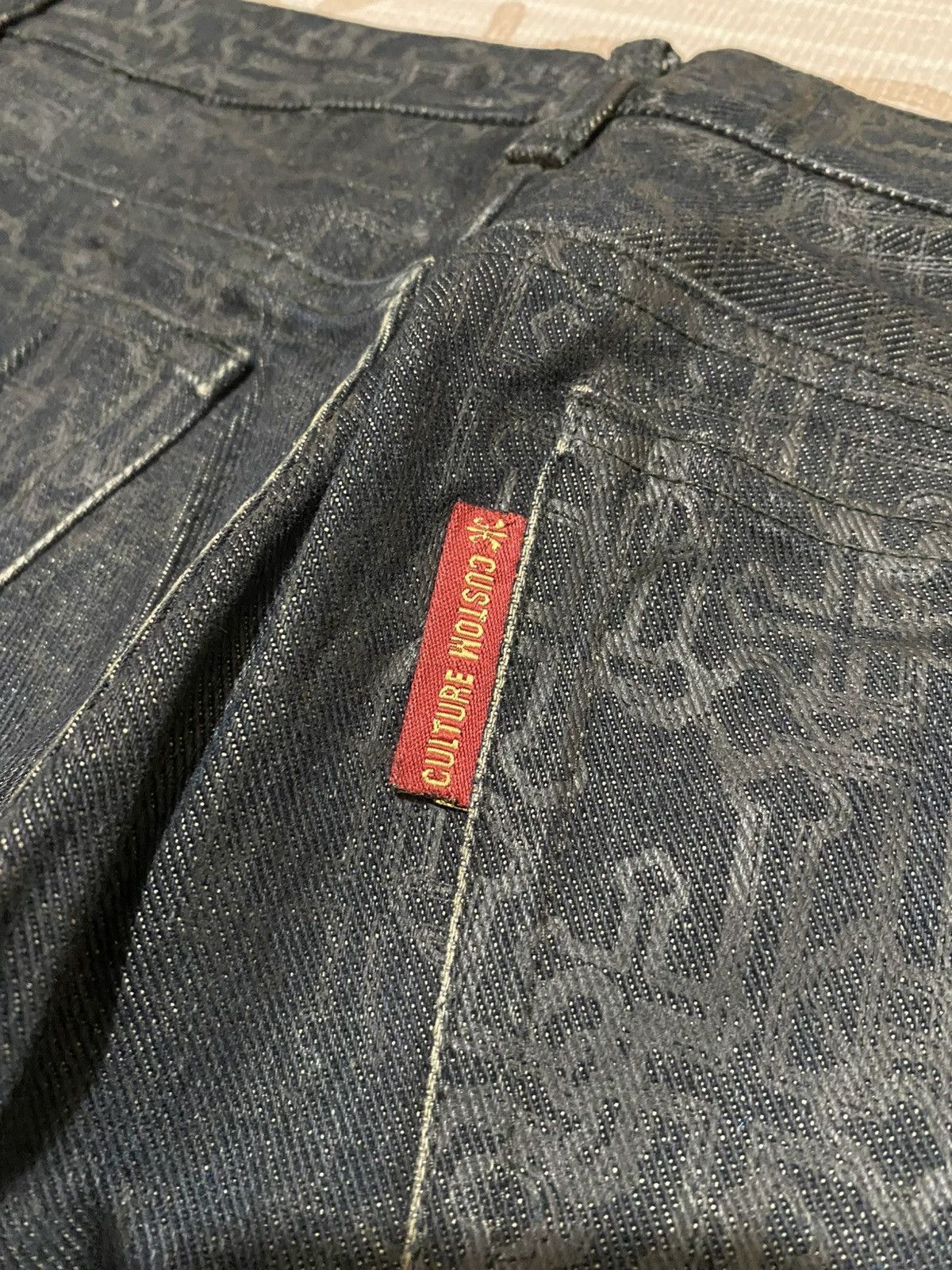 🇯🇵Custom Culture Crossover Print Denim Pants