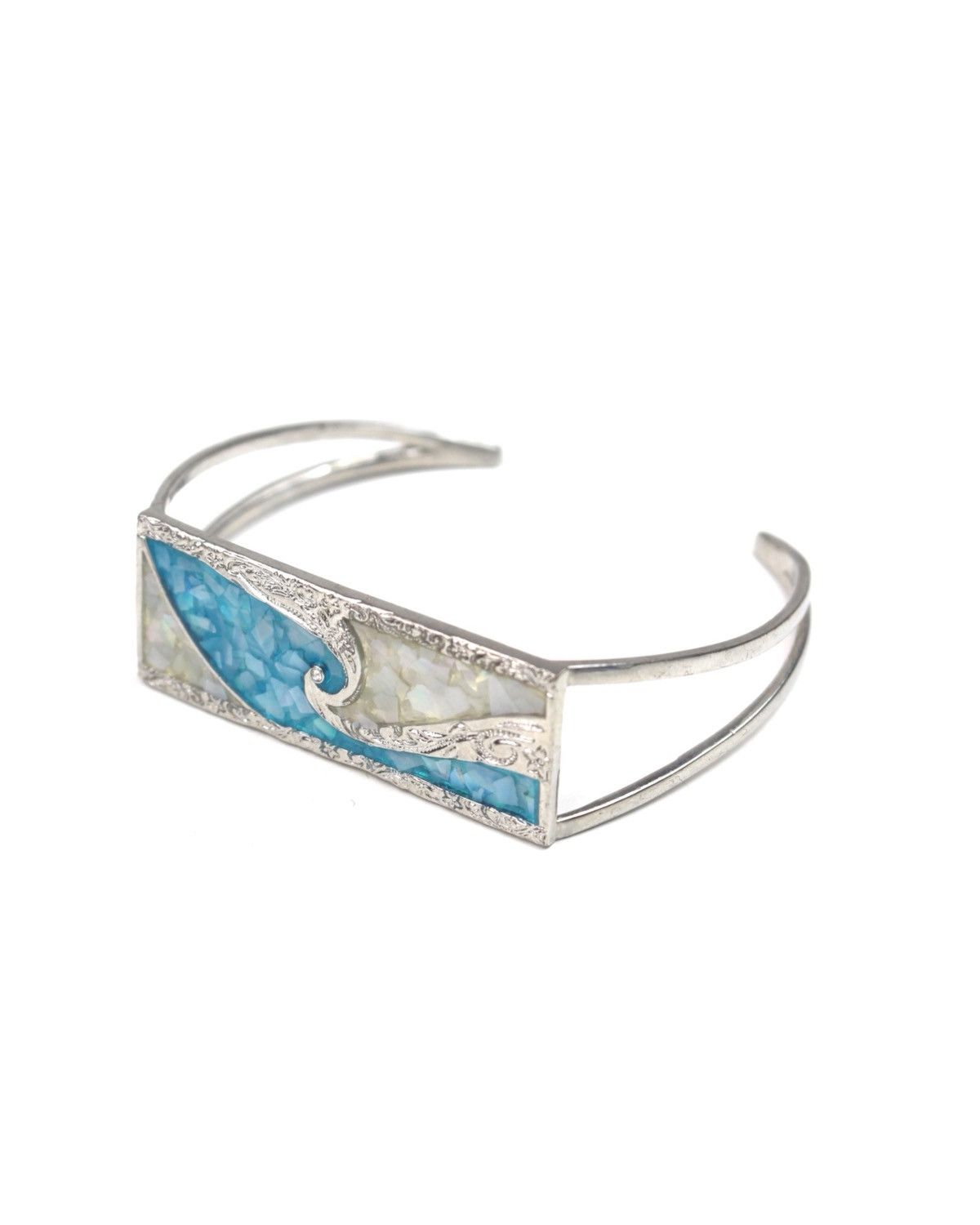 Hysteric Glamour 2000S JAPANESE MADE MOTHER OF PEARL WAVE INLAY CUFF BRACELET Size ONE SIZE - 3 Thumbnail