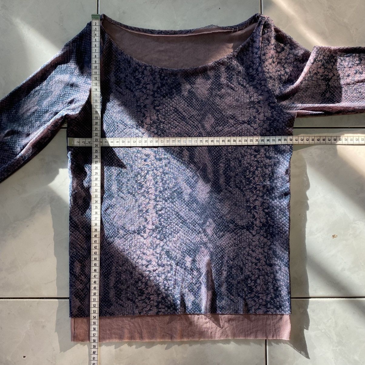 Vintage Vintage Purple Snake Print Mesh Long Sleeve Top Japanese Size XS / US 0-2 / IT 36-38 - 14 Thumbnail