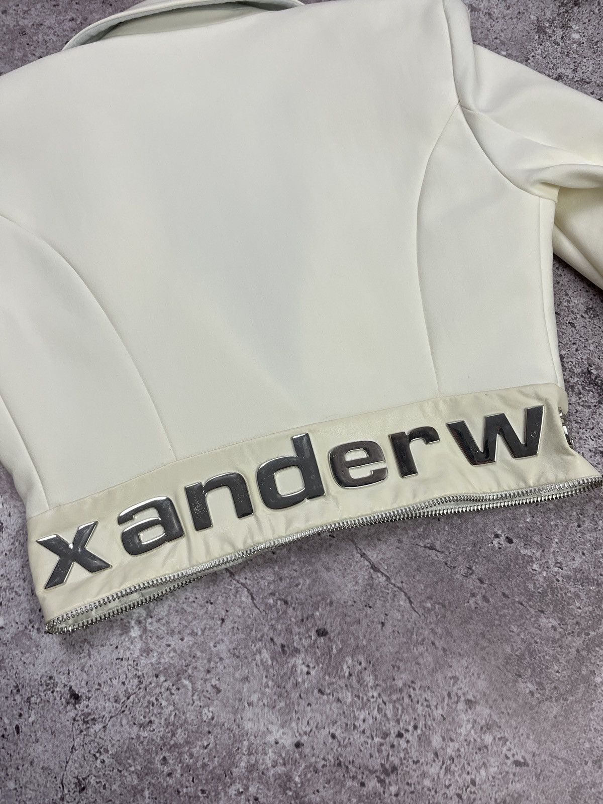 Alexander Wang Cropped Blazer Cream Logo Hardware Jacket Designer Zip Size S / US 4 / IT 40 - 10 Thumbnail