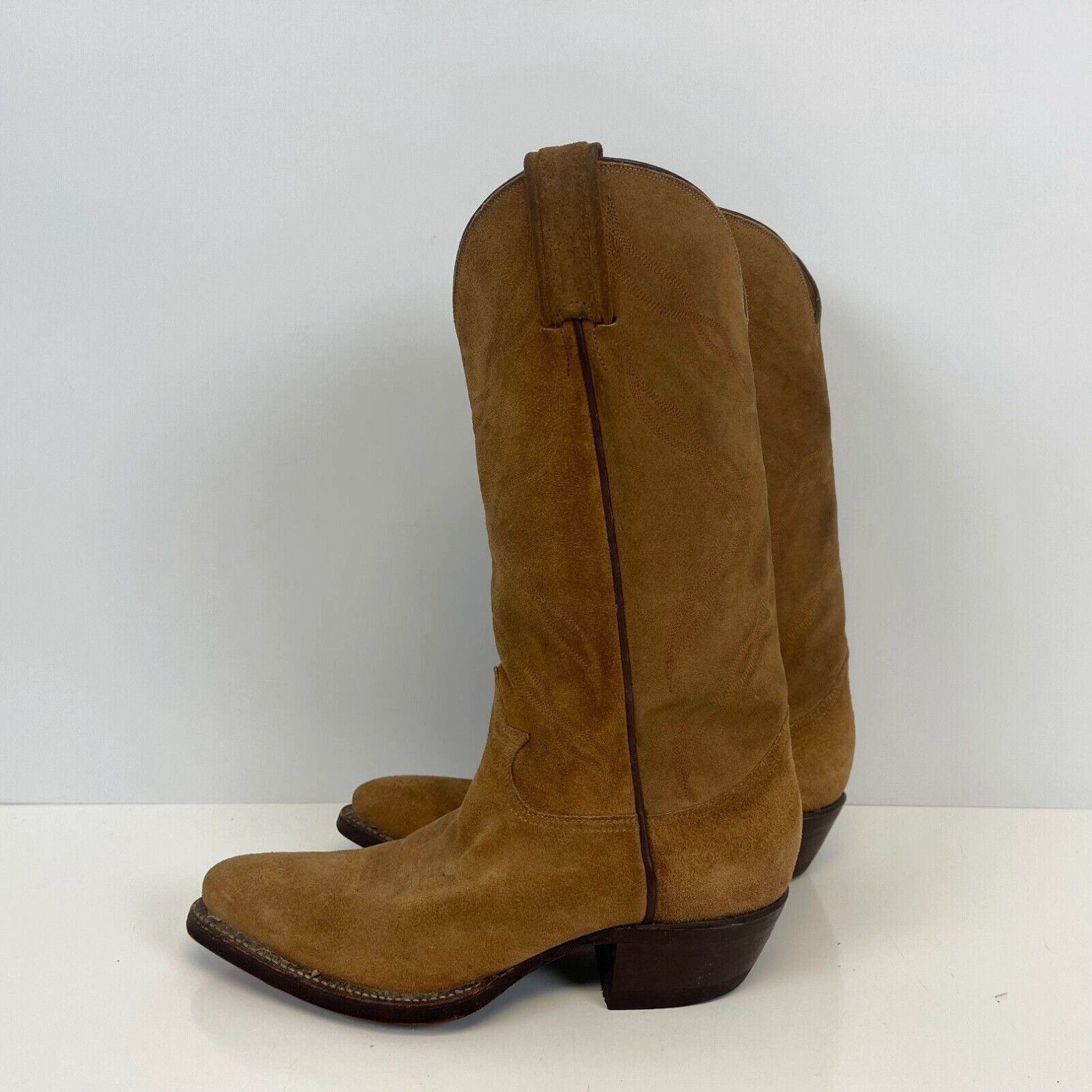 image of Tony Lama Outpost Desert Goat Leather Western Cowboy Boots Brown Womens Size 7 D in White