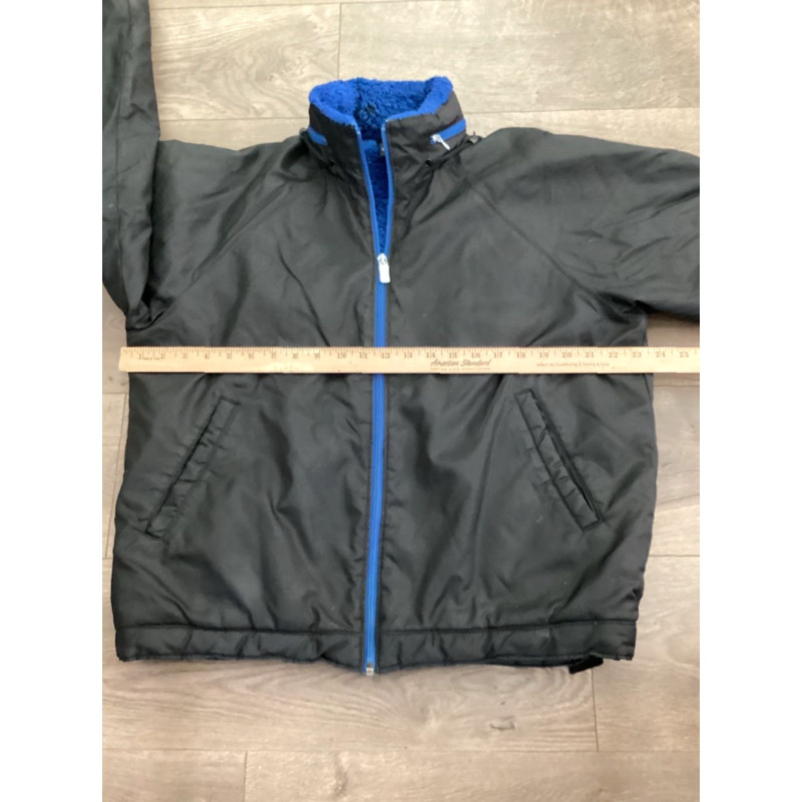 Nike VINTAGE Nike Jacket Men M Black Winter Nylon Packable Hood Fleece Lined Deep Pile Blue Accents Full Zip Pockets Adjustable Wrists Size US M / EU 48-50 / 2 - 6 Thumbnail